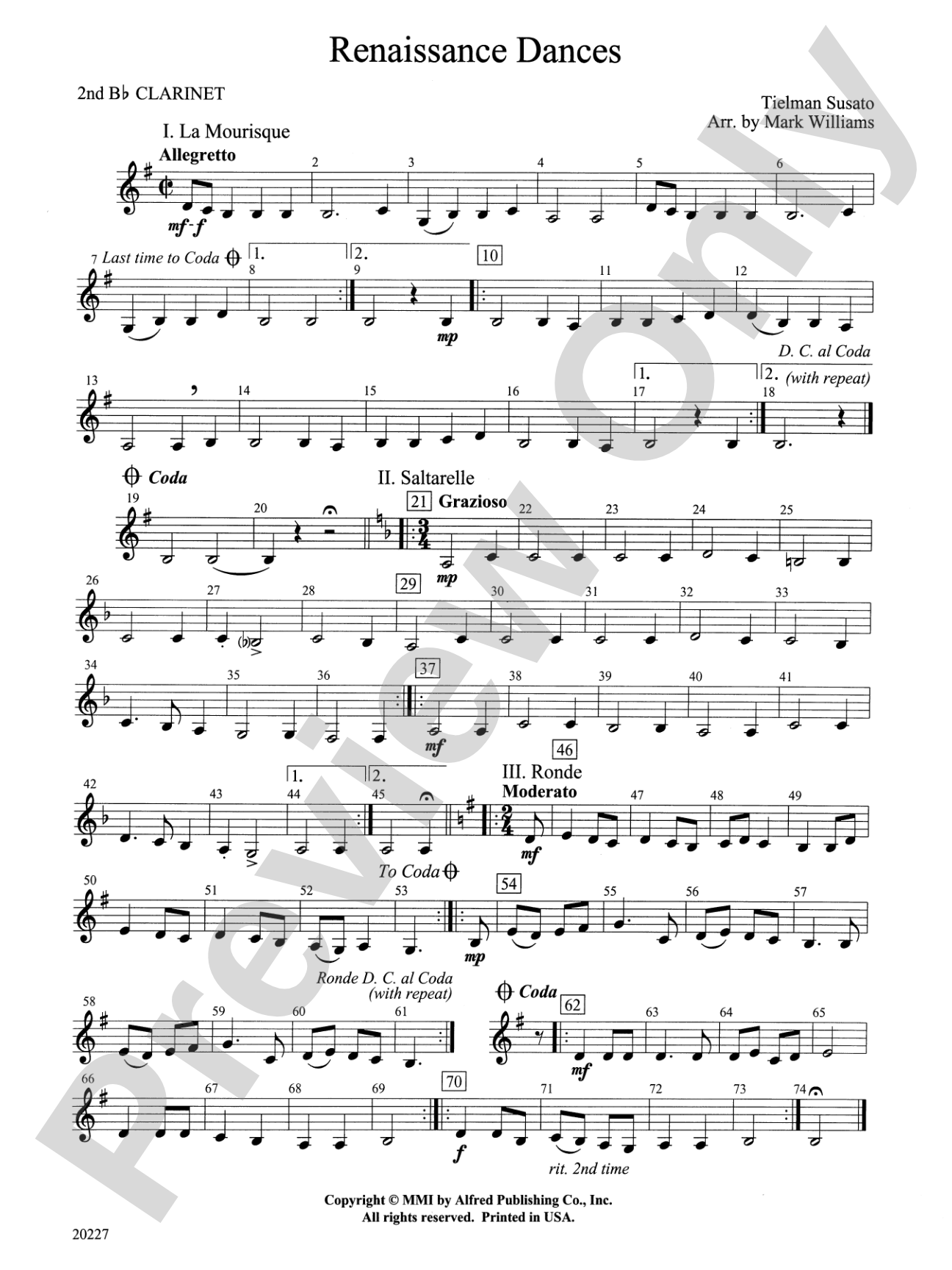 Renaissance Dances: 2nd B-flat Clarinet