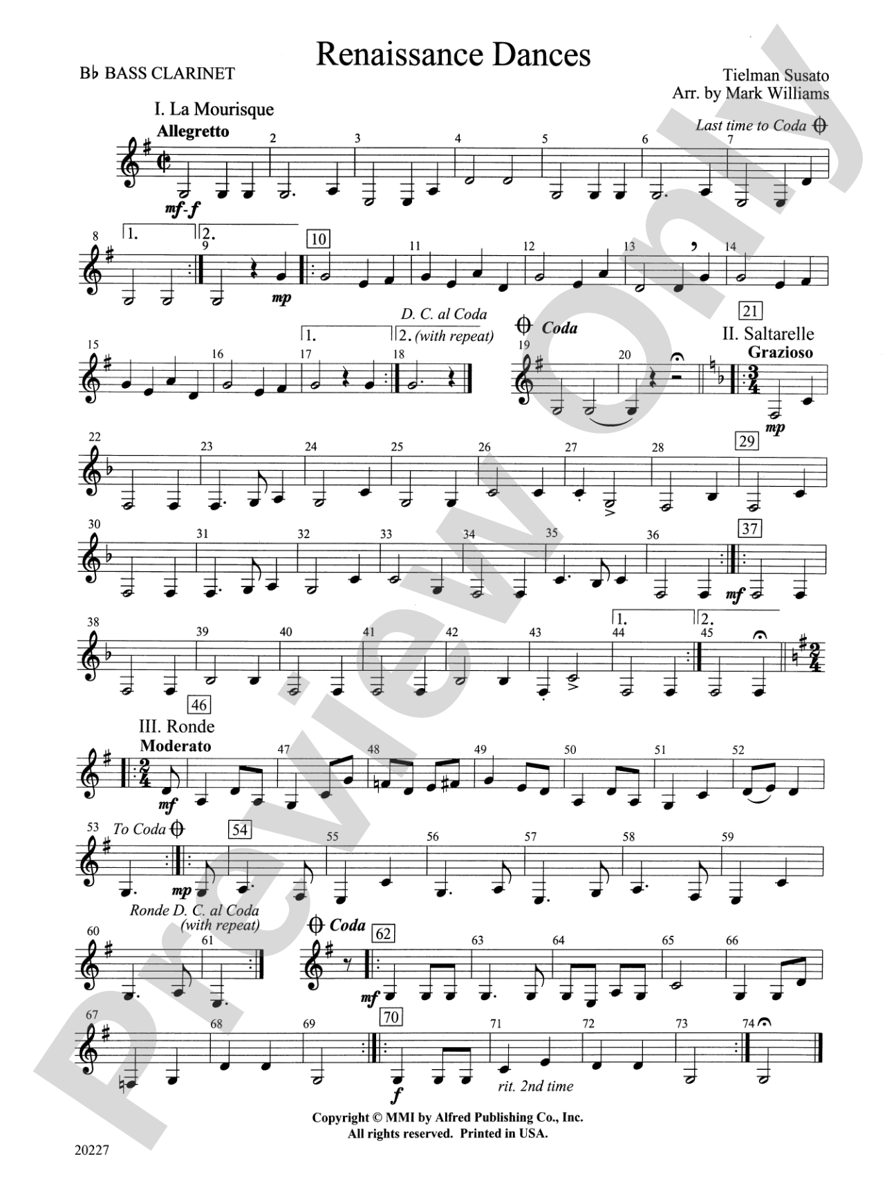 Renaissance Dances: B-flat Bass Clarinet