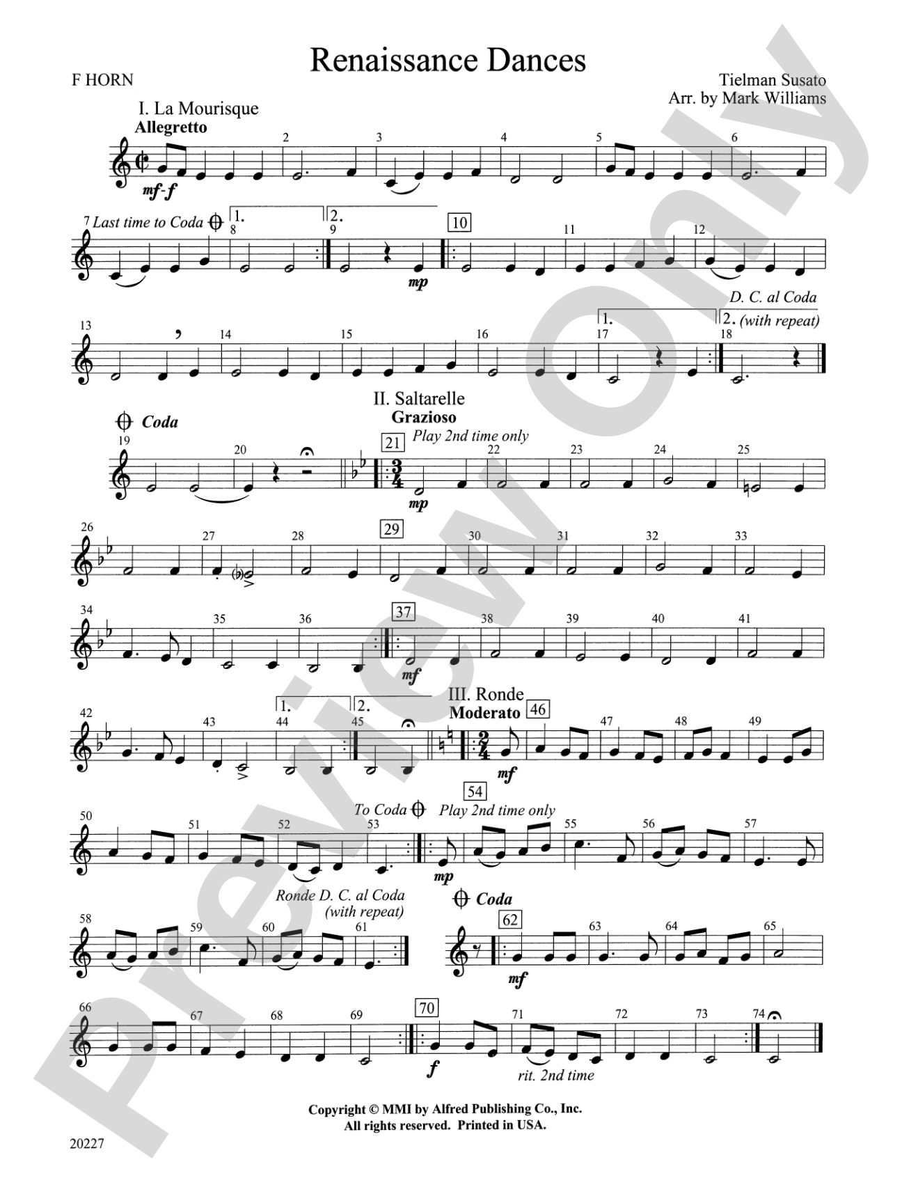Renaissance Dances: 1st F Horn