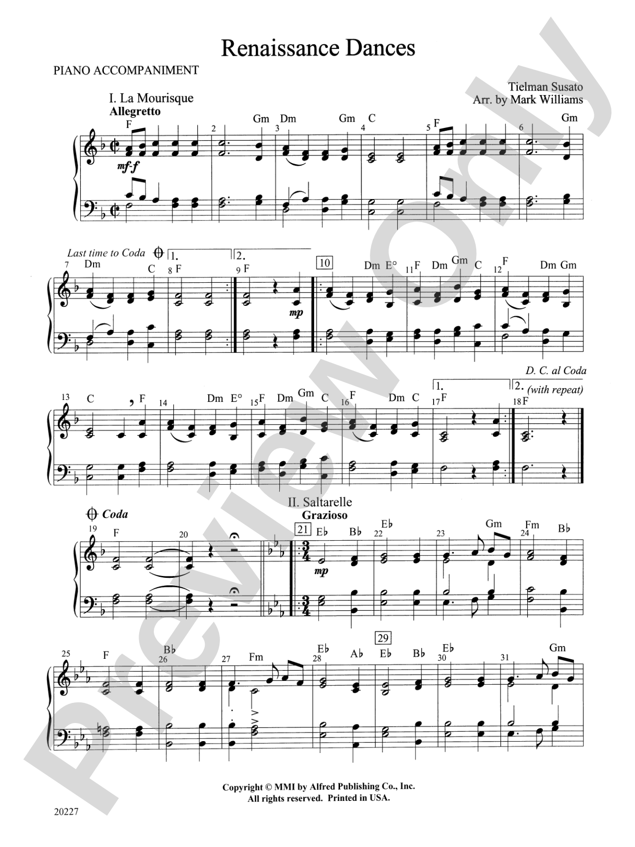 Renaissance Dances: Piano Accompaniment
