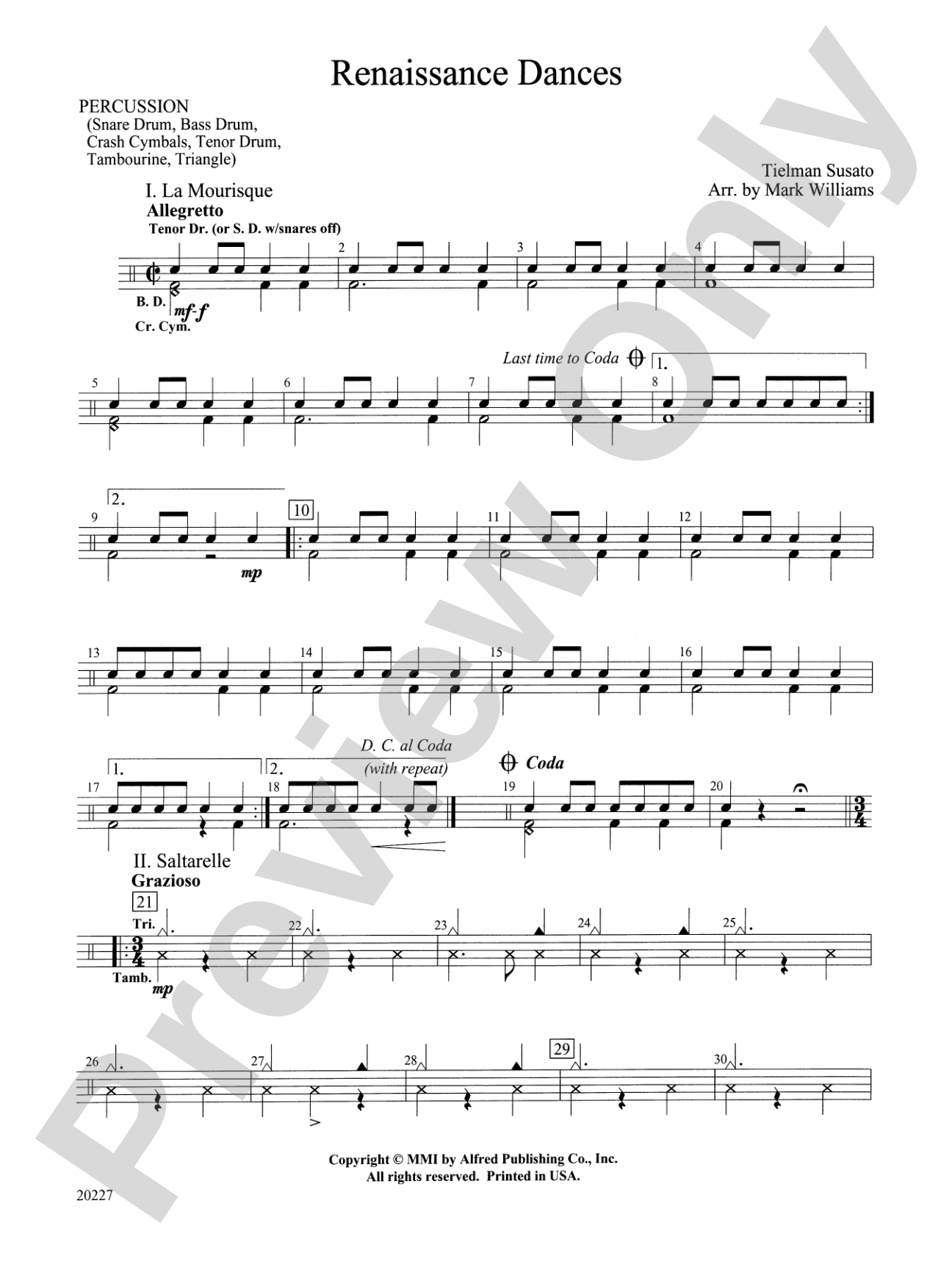 Renaissance Dances: 1st Percussion