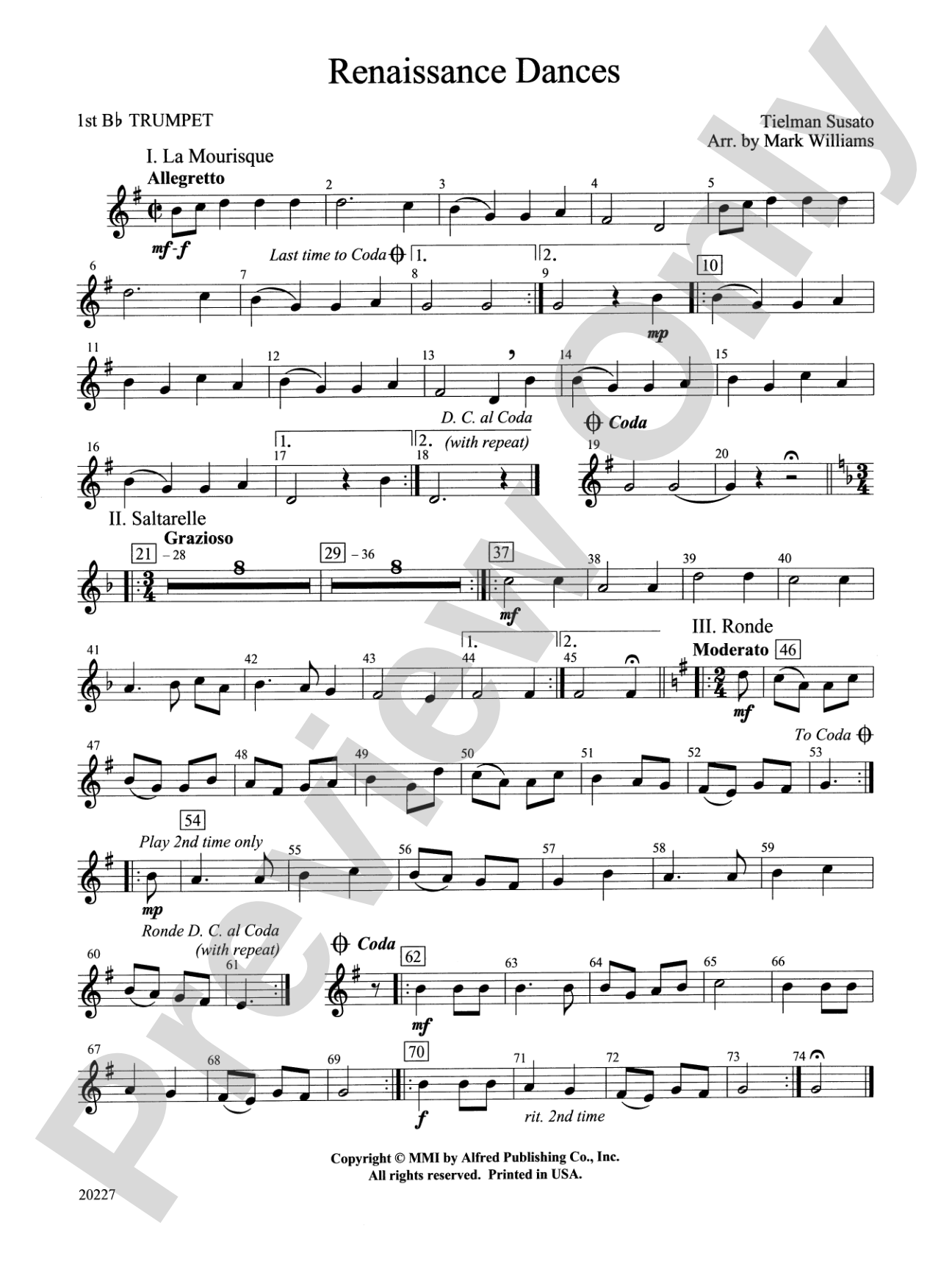 Renaissance Dances: 1st B-flat Trumpet