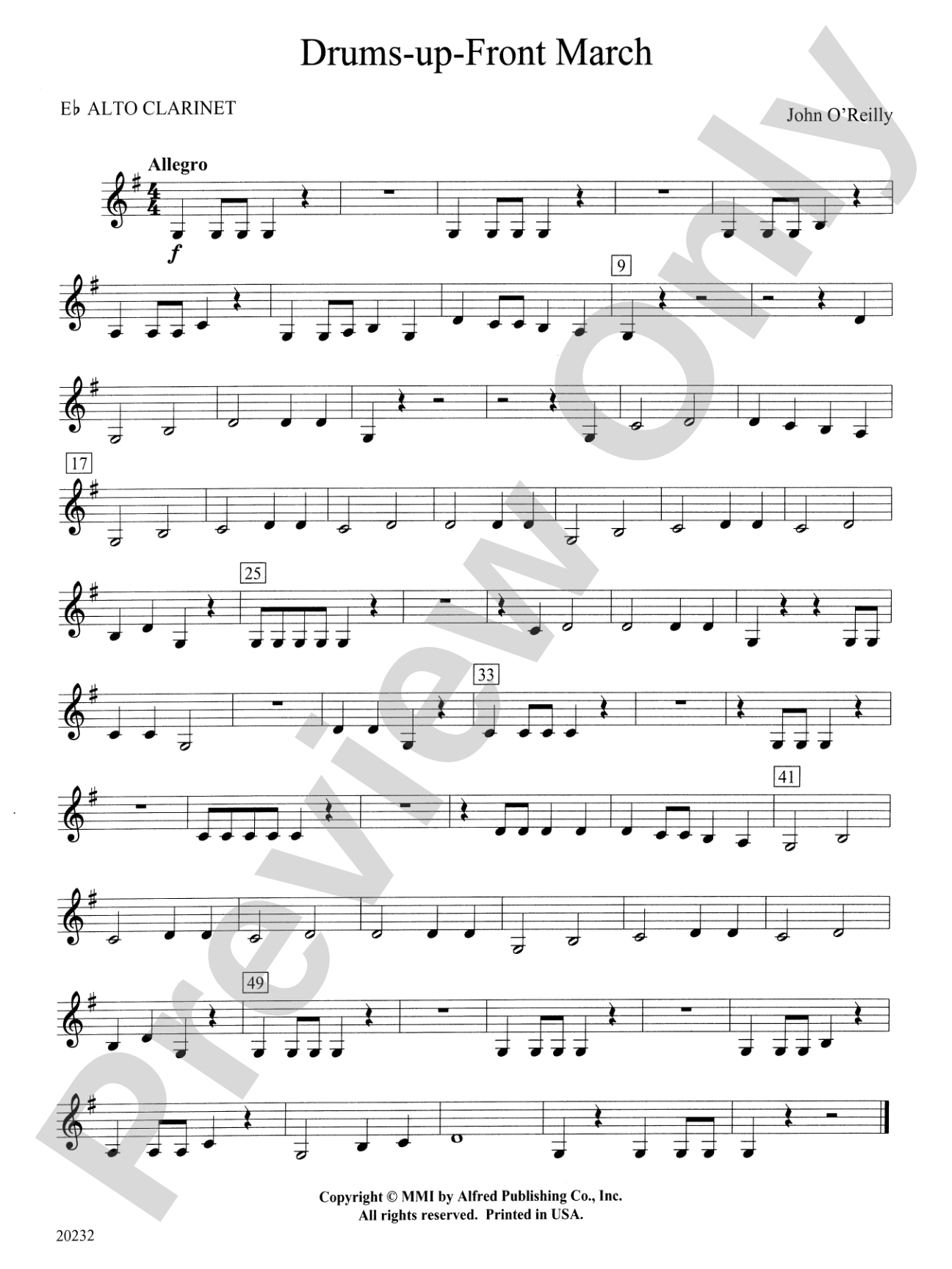 Drums-up-Front March: E-flat Alto Clarinet