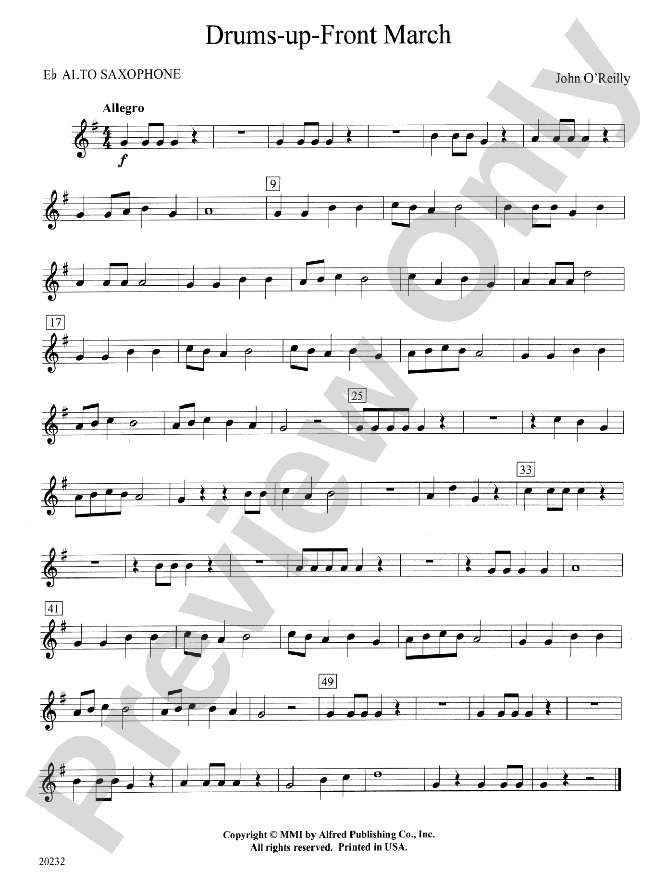 Drums-up-Front March: E-flat Alto Saxophone