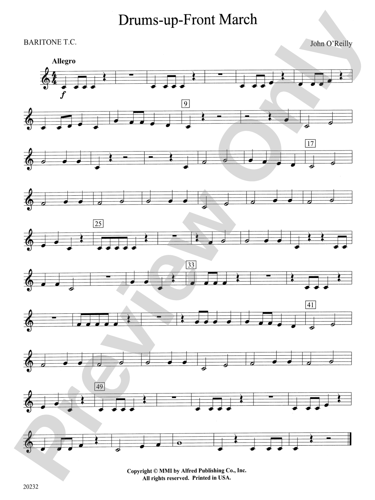 Drums-up-Front March: Baritone T.C.