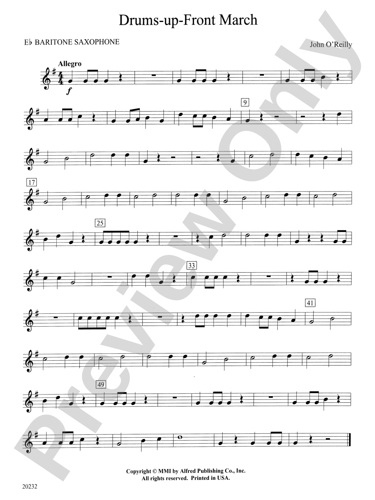 Drums-up-Front March: E-flat Baritone Saxophone
