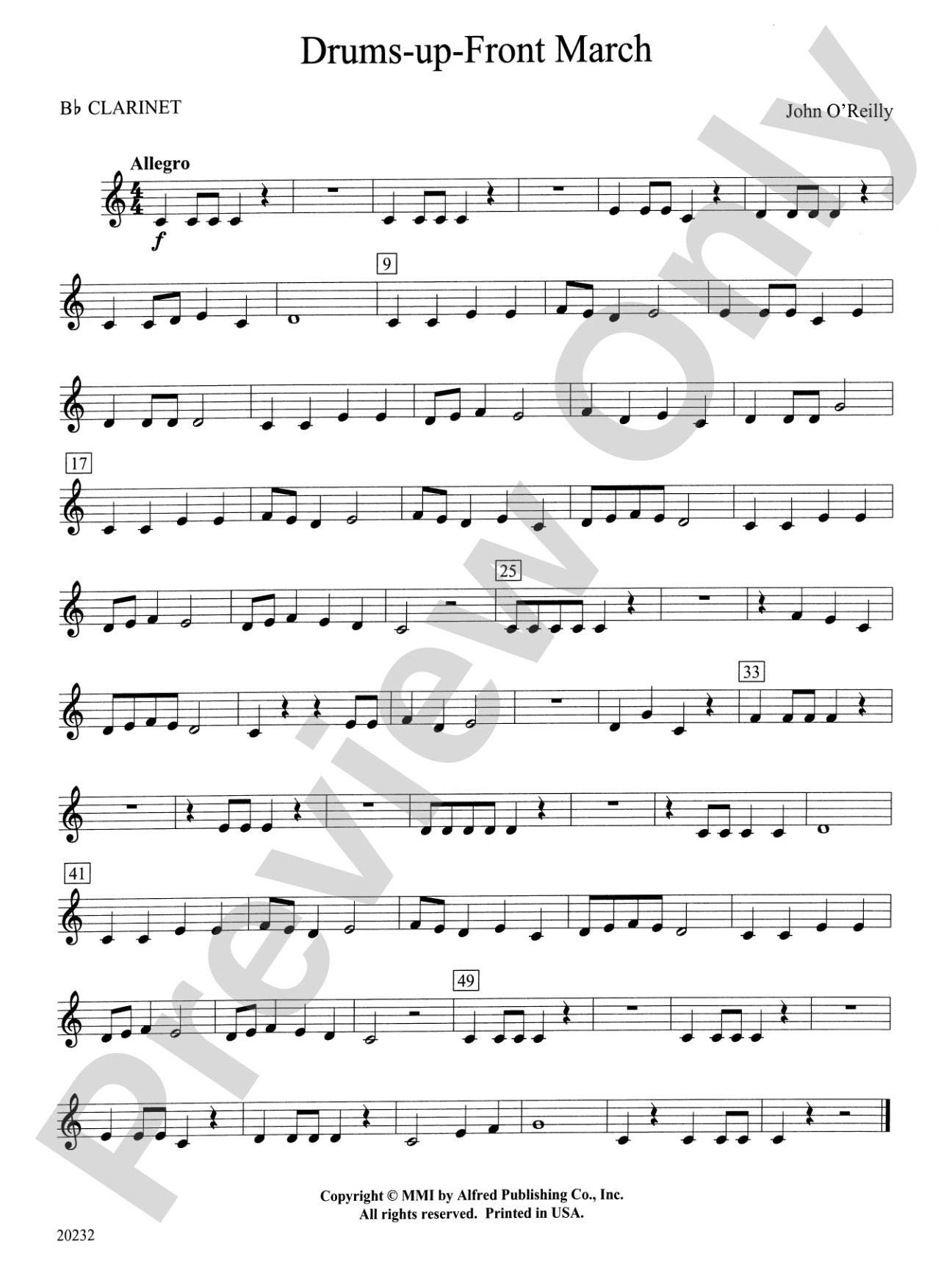 Drums-up-Front March: 1st B-flat Clarinet
