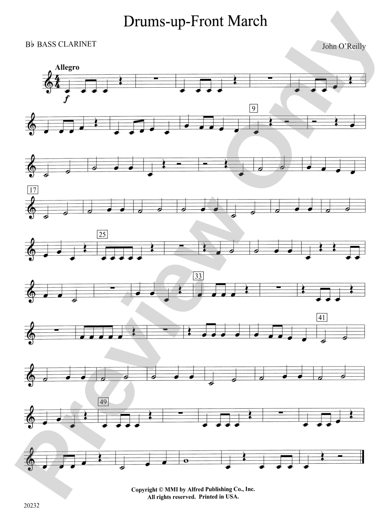 Drums-up-Front March: B-flat Bass Clarinet