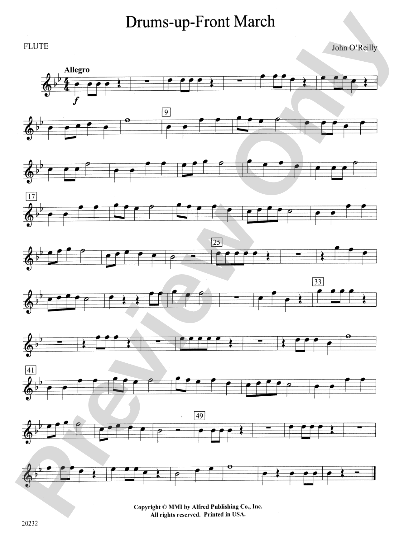 Drums-up-Front March: Flute
