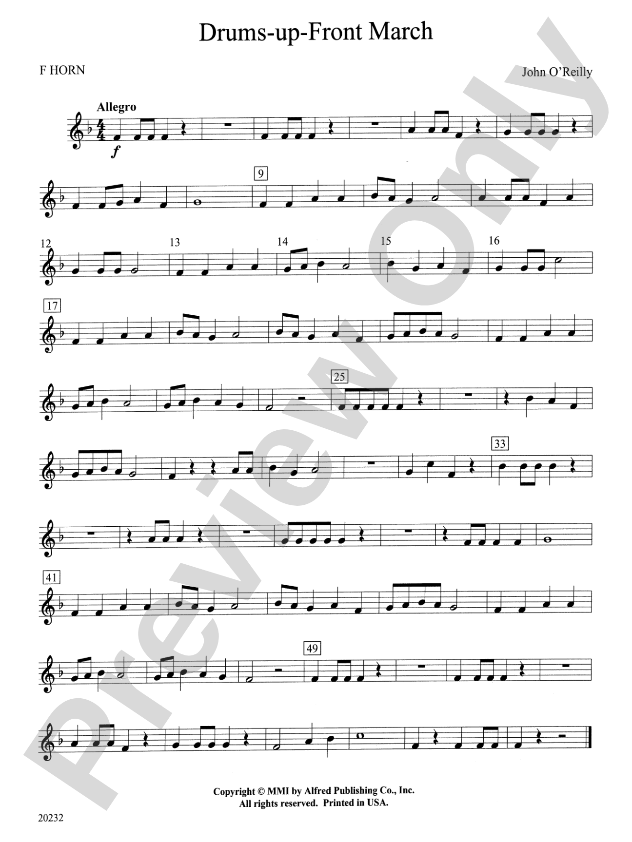 Drums-up-Front March: 1st F Horn