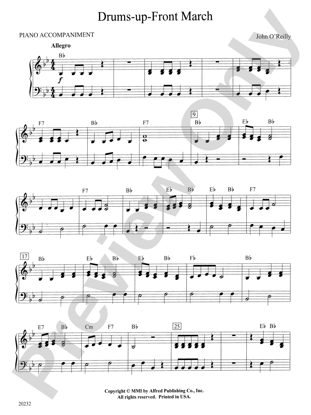 Drums-up-Front March: Piano Accompaniment