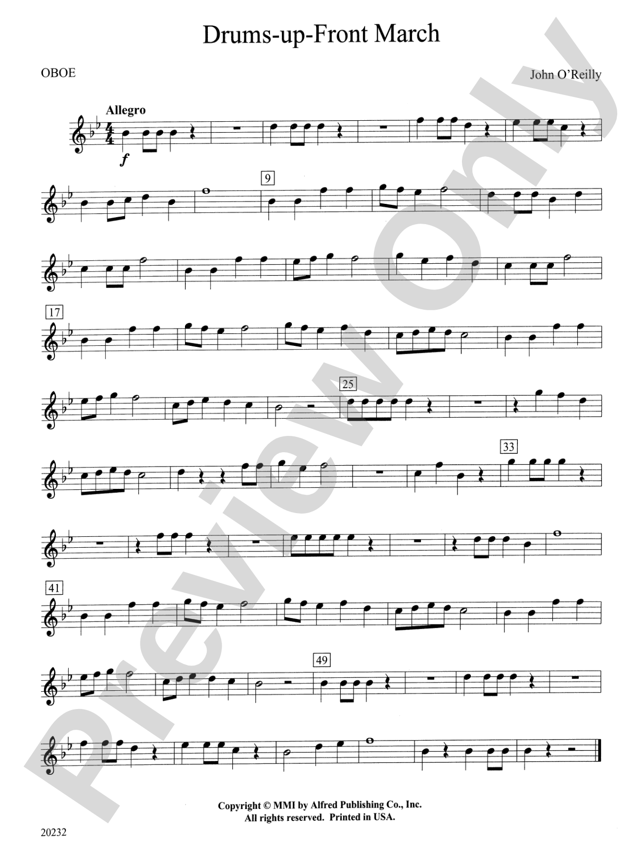 Drums-up-Front March: Oboe