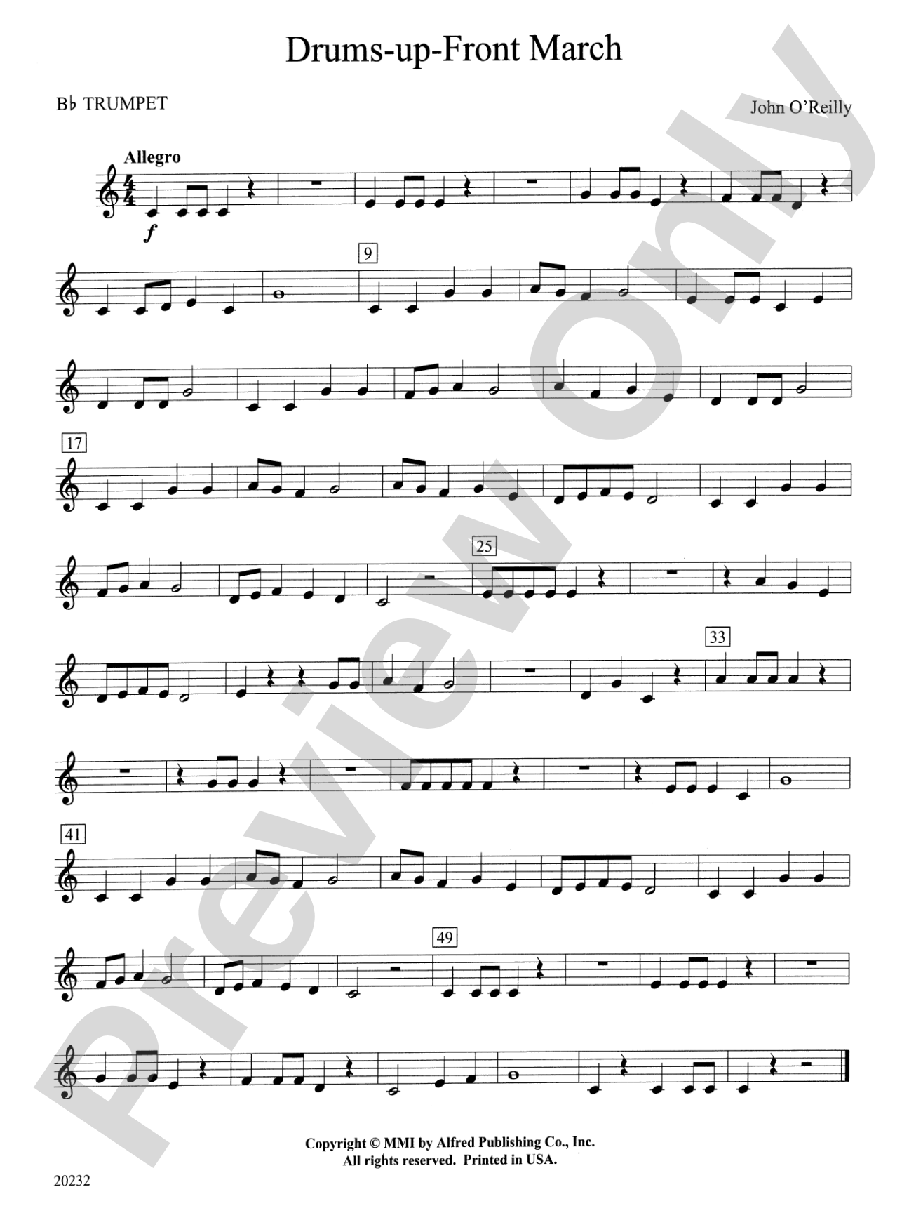 Drums-up-Front March: 1st B-flat Trumpet