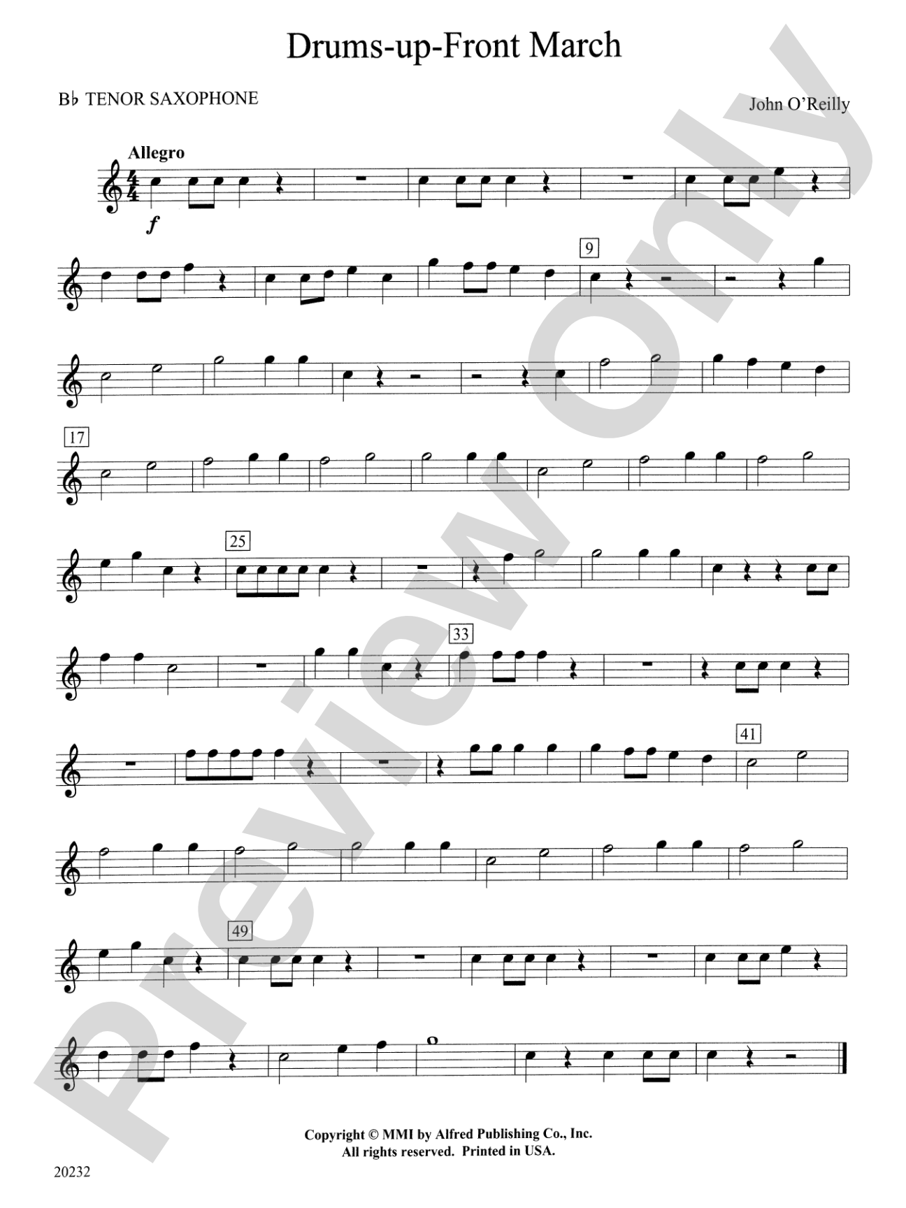 Drums-up-Front March: B-flat Tenor Saxophone