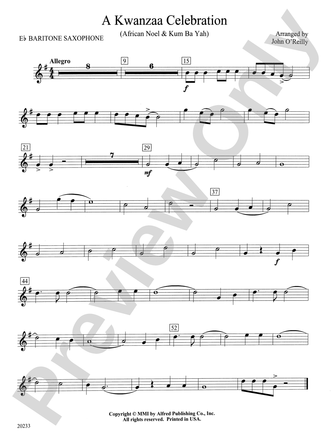 A Kwanzaa Celebration: E-flat Baritone Saxophone