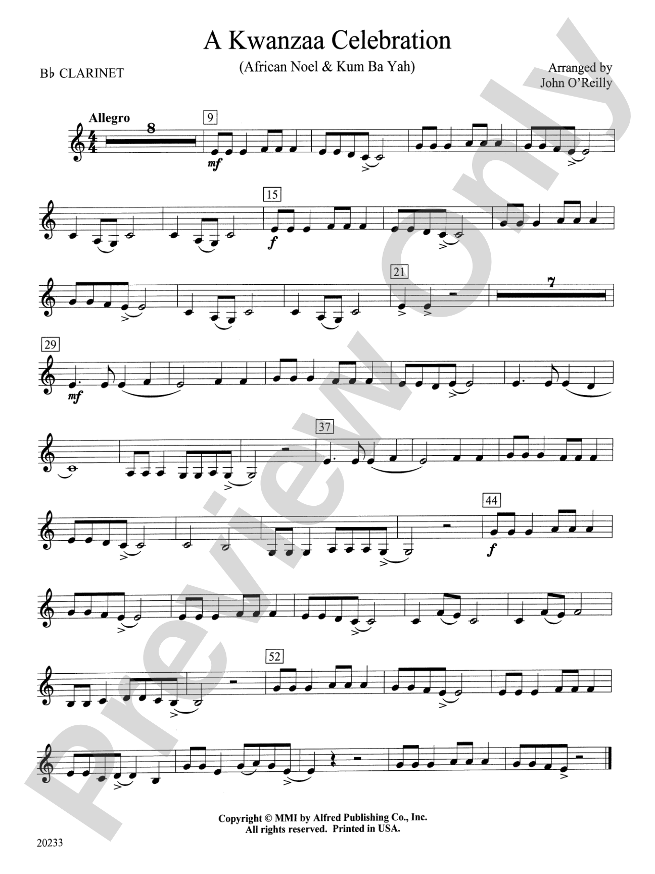 A Kwanzaa Celebration: 1st B-flat Clarinet