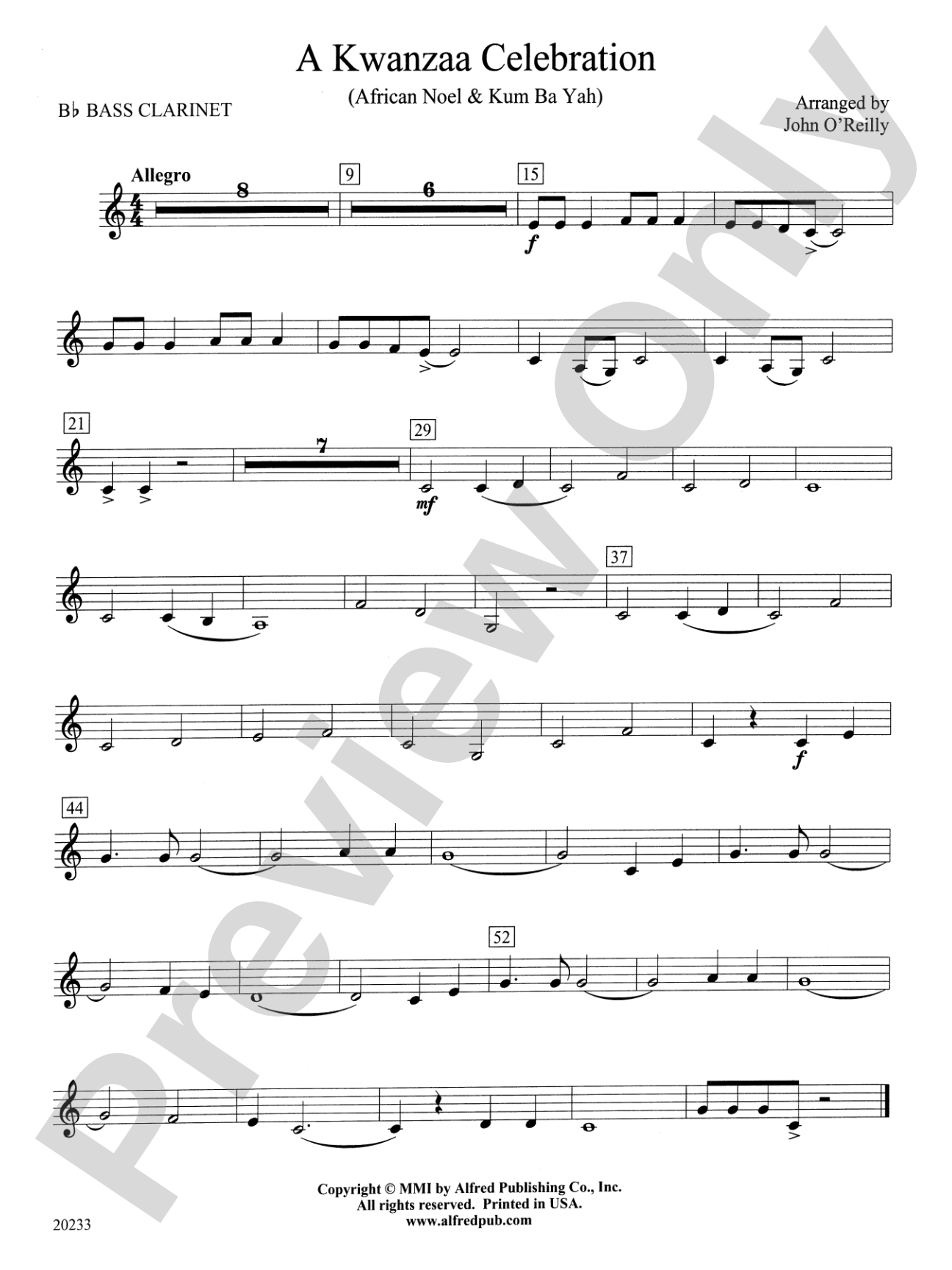 A Kwanzaa Celebration: B-flat Bass Clarinet