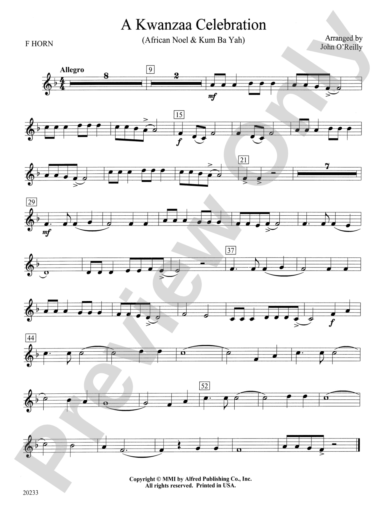 A Kwanzaa Celebration: 1st F Horn