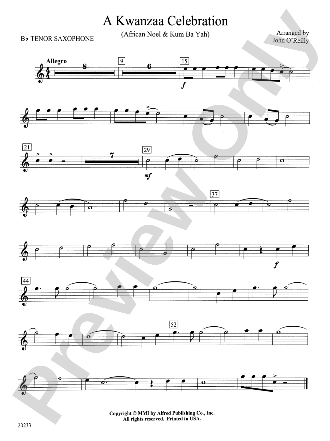 A Kwanzaa Celebration: B-flat Tenor Saxophone