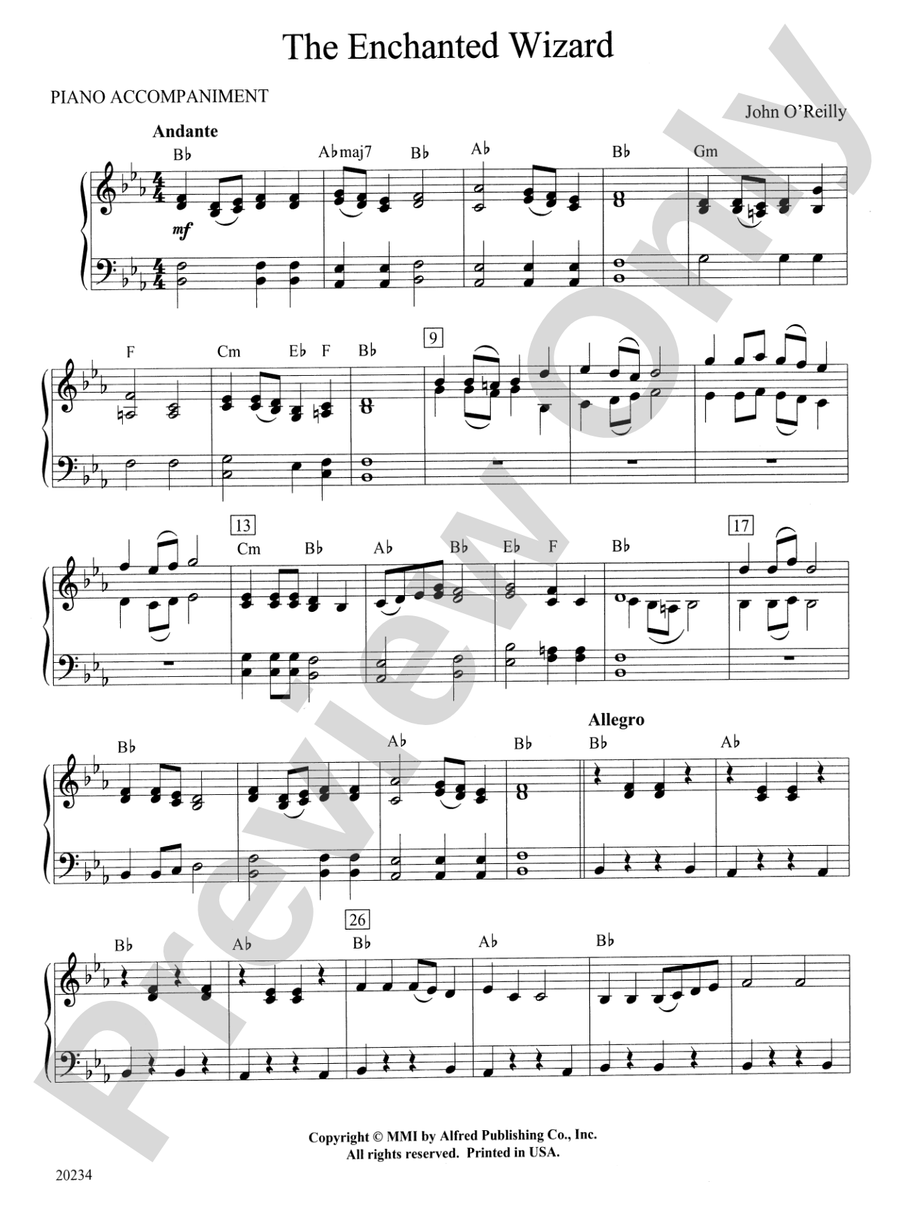 The Enchanted Wizard: Piano Accompaniment