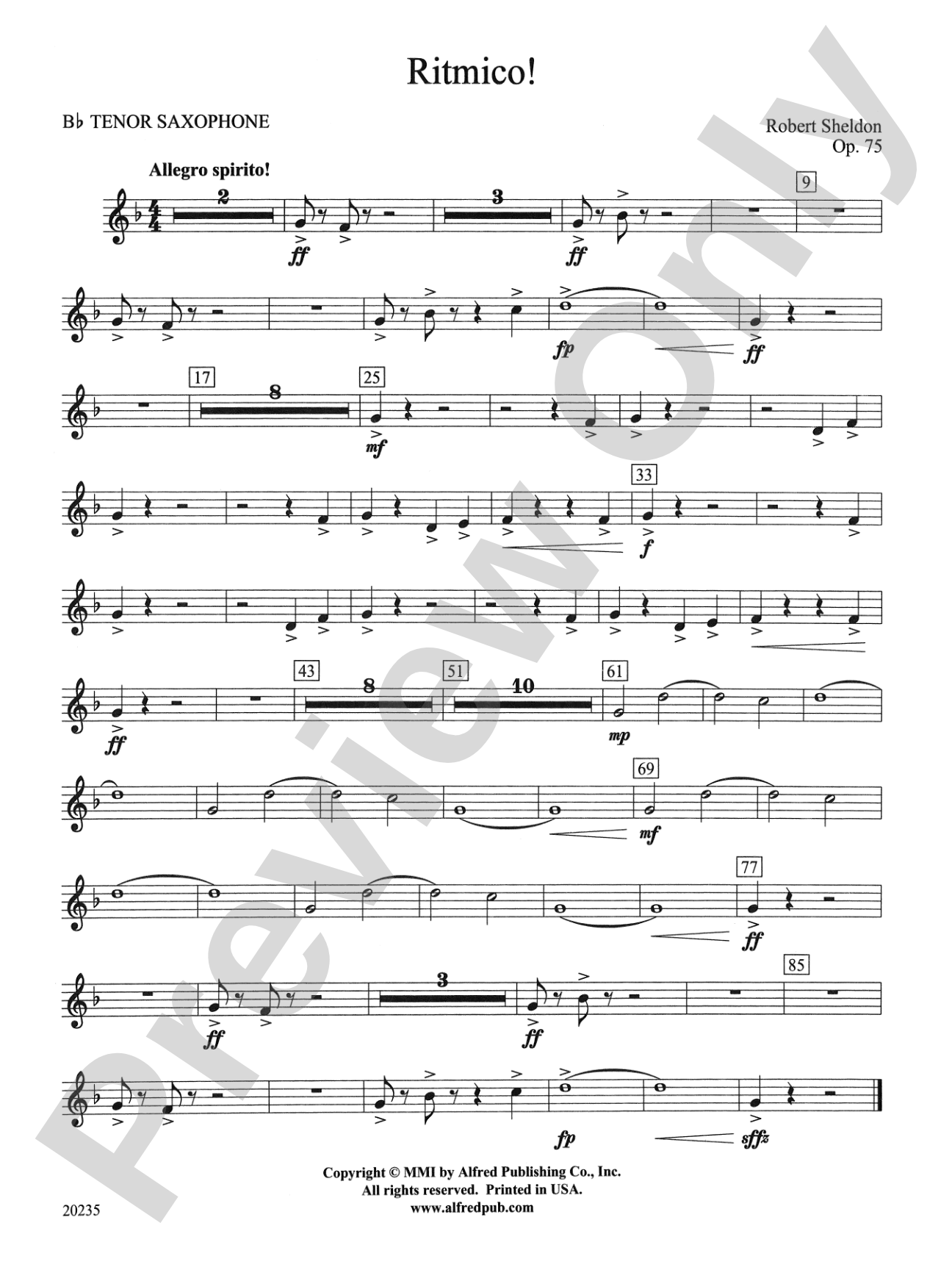 Ritmico!: B-flat Tenor Saxophone