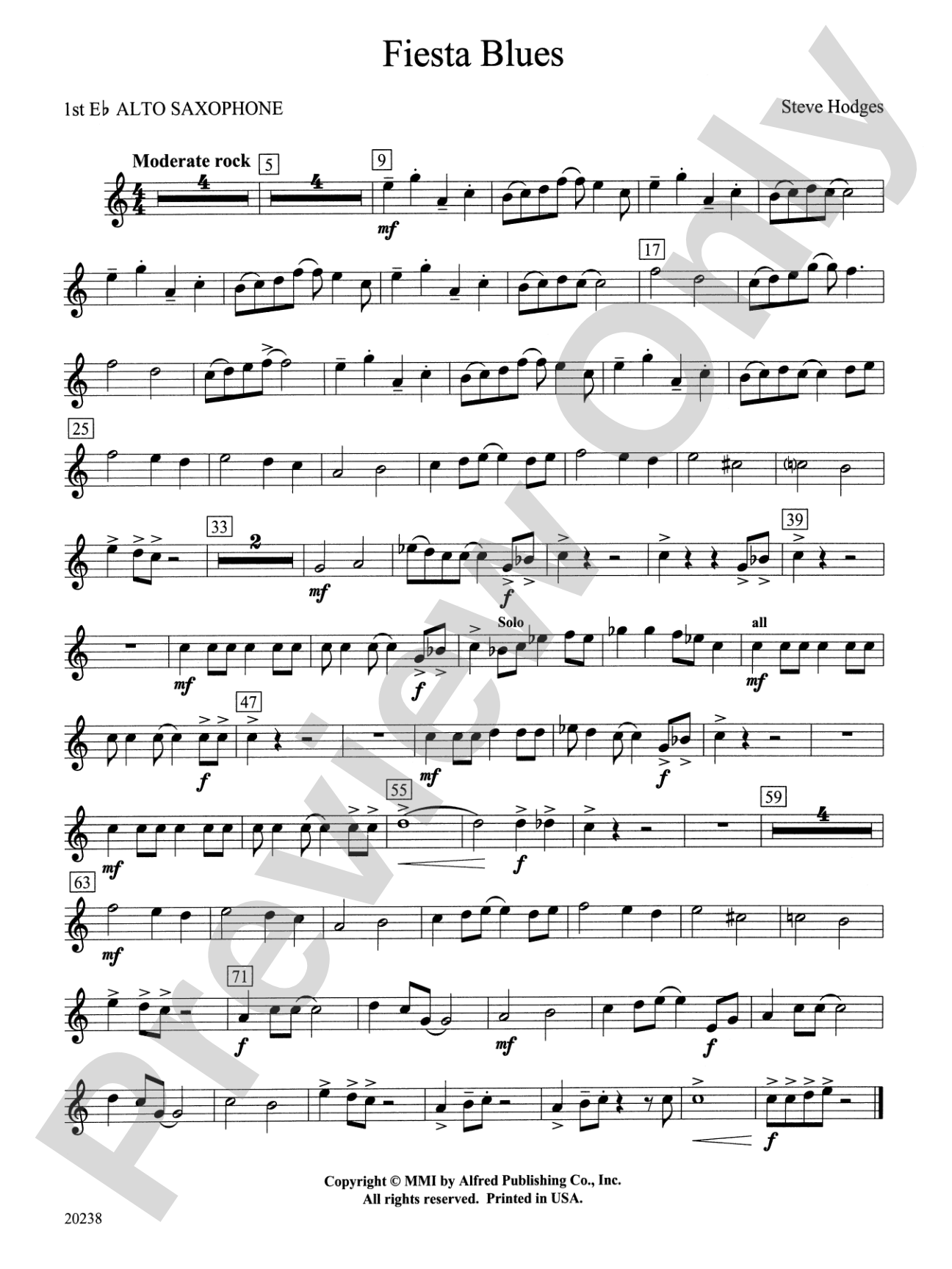 Fiesta Blues: E-flat Alto Saxophone