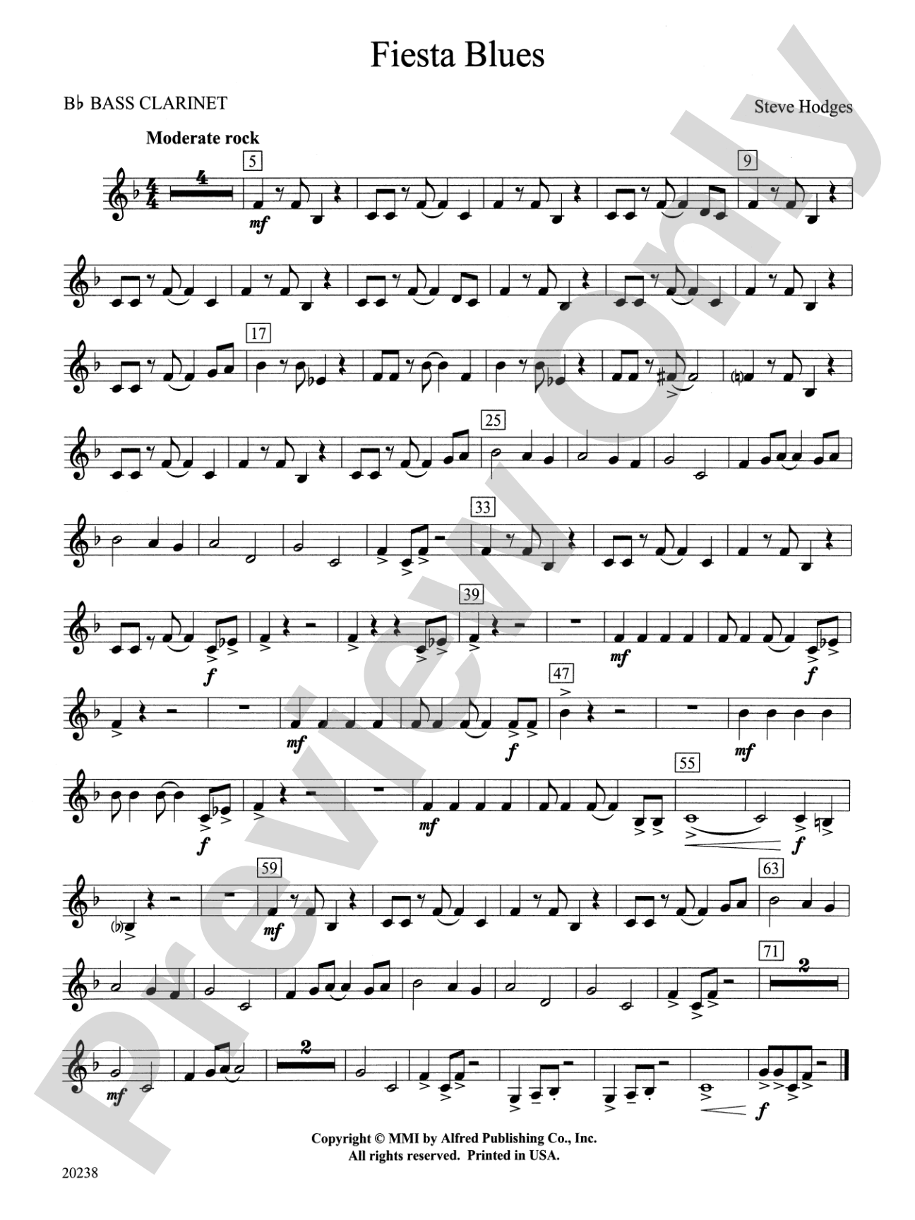 Fiesta Blues: B-flat Bass Clarinet