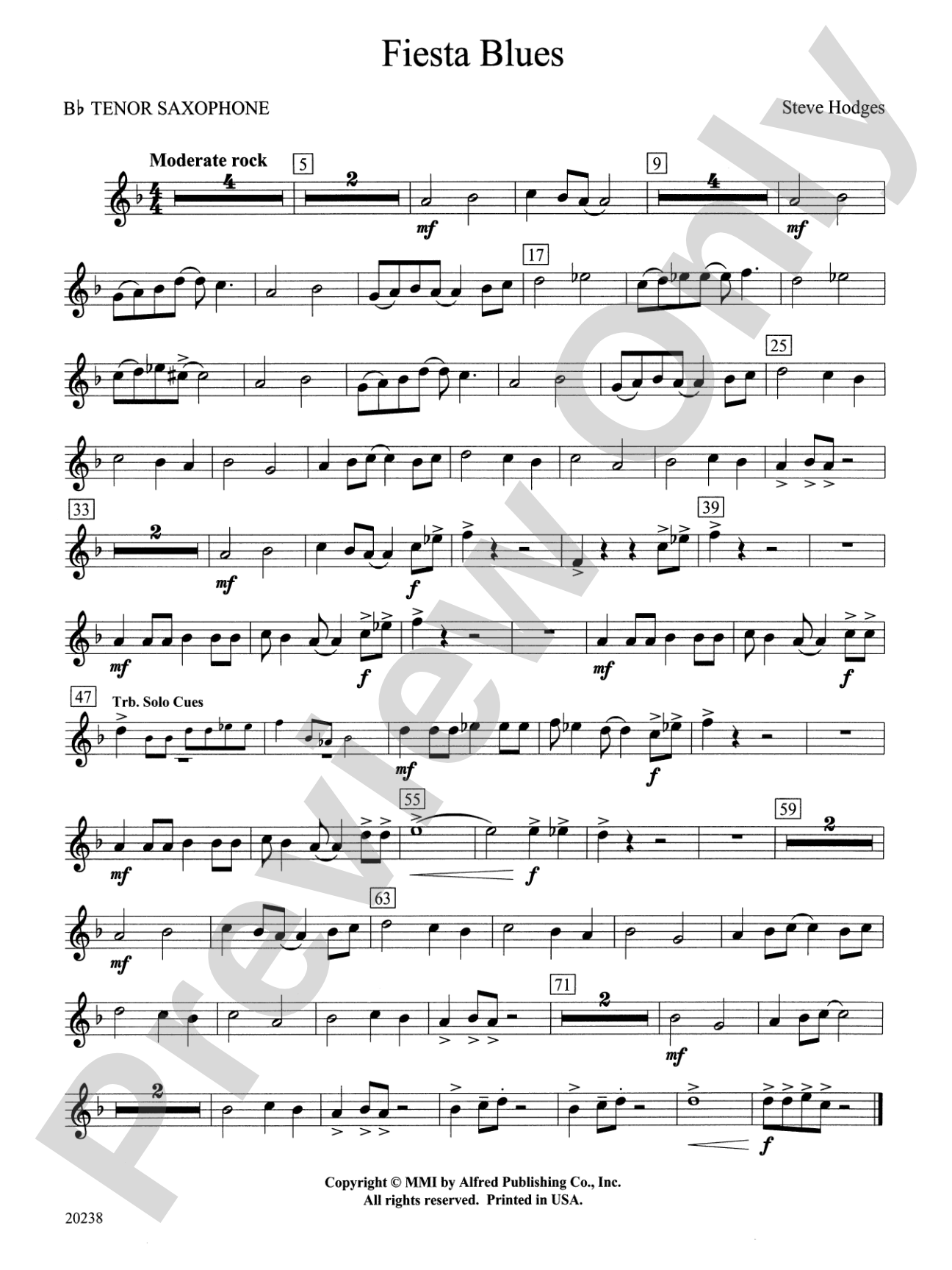 Fiesta Blues: B-flat Tenor Saxophone