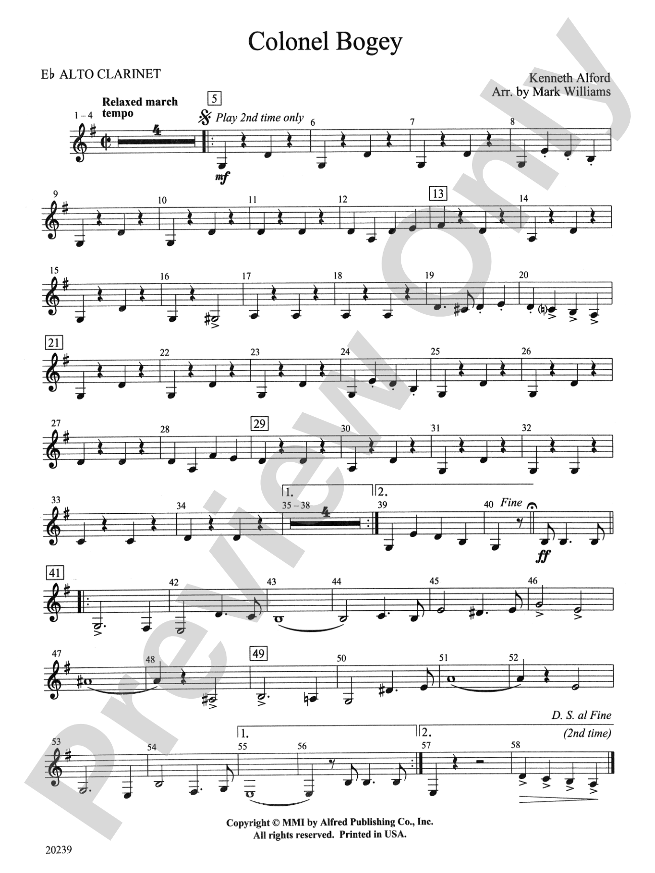 Colonel Bogey: E-flat Alto Clarinet