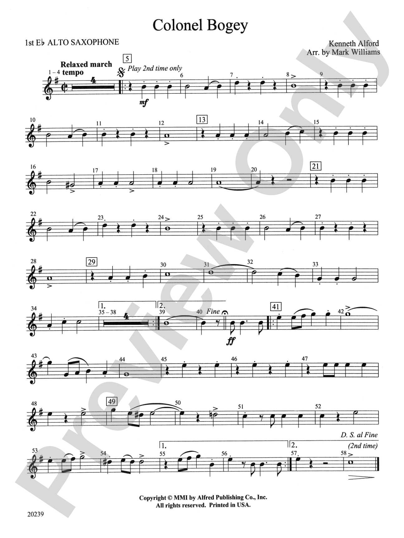 Colonel Bogey: E-flat Alto Saxophone