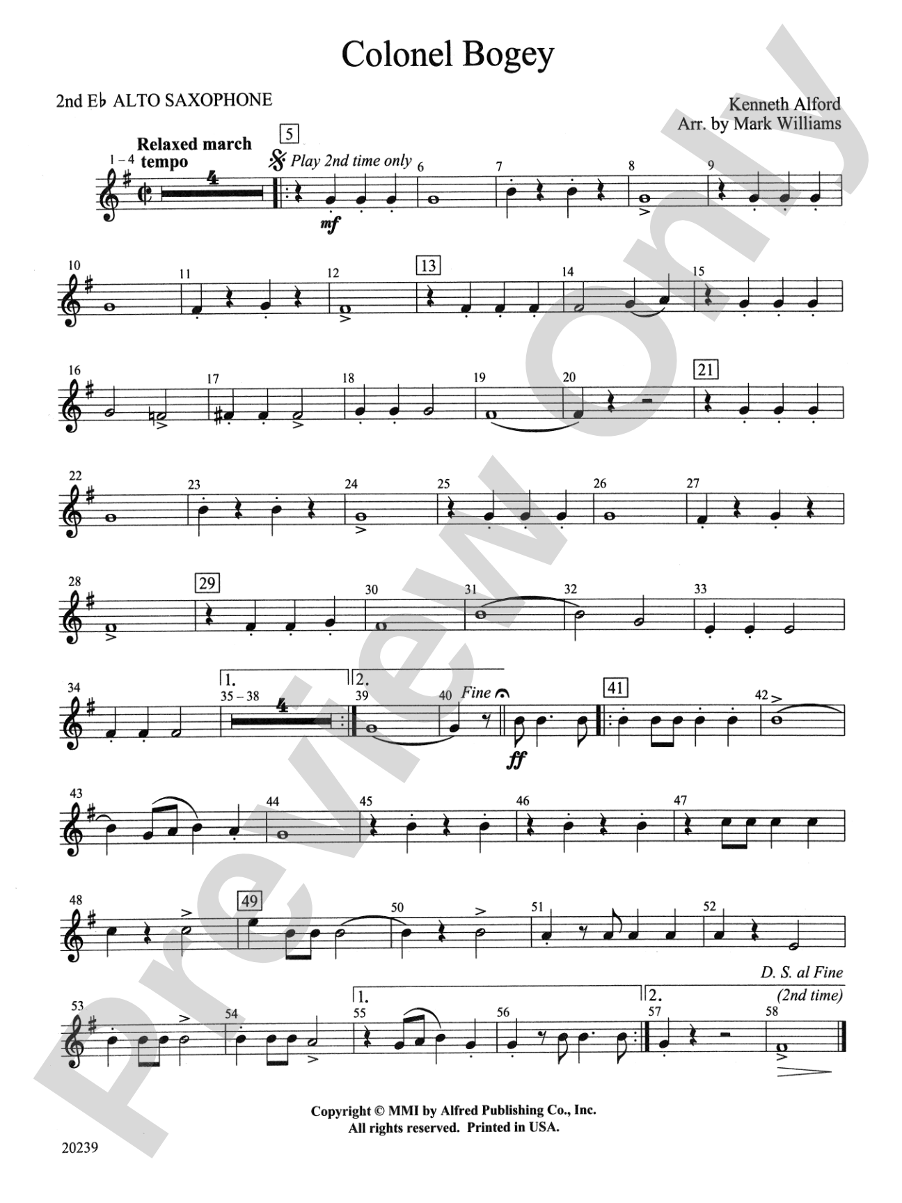 Colonel Bogey: 2nd E-flat Alto Saxophone