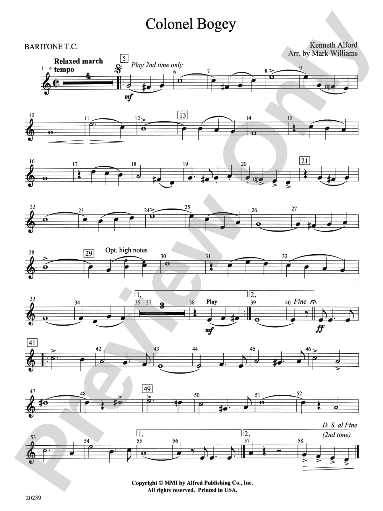 Colonel Bogey: Baritone T.C.