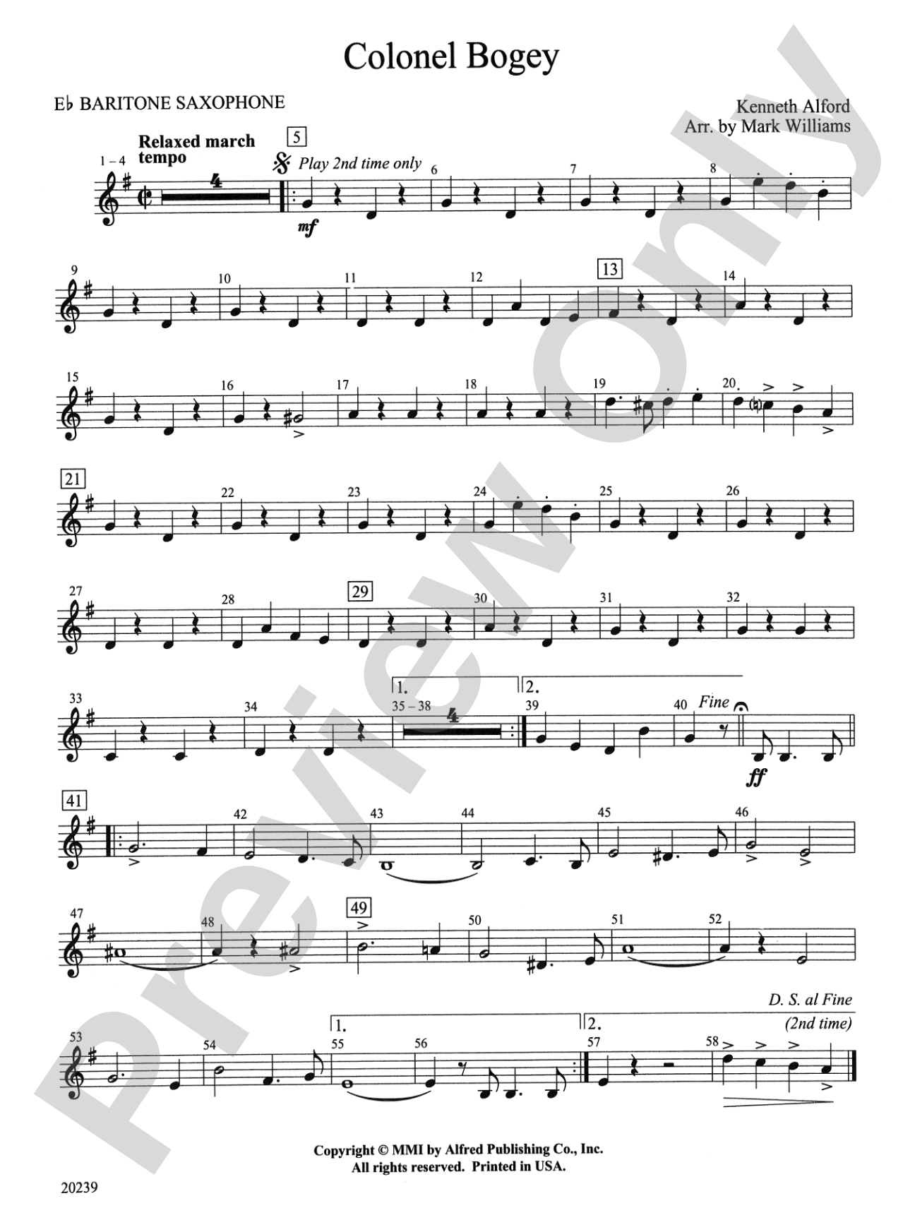 Colonel Bogey: E-flat Baritone Saxophone