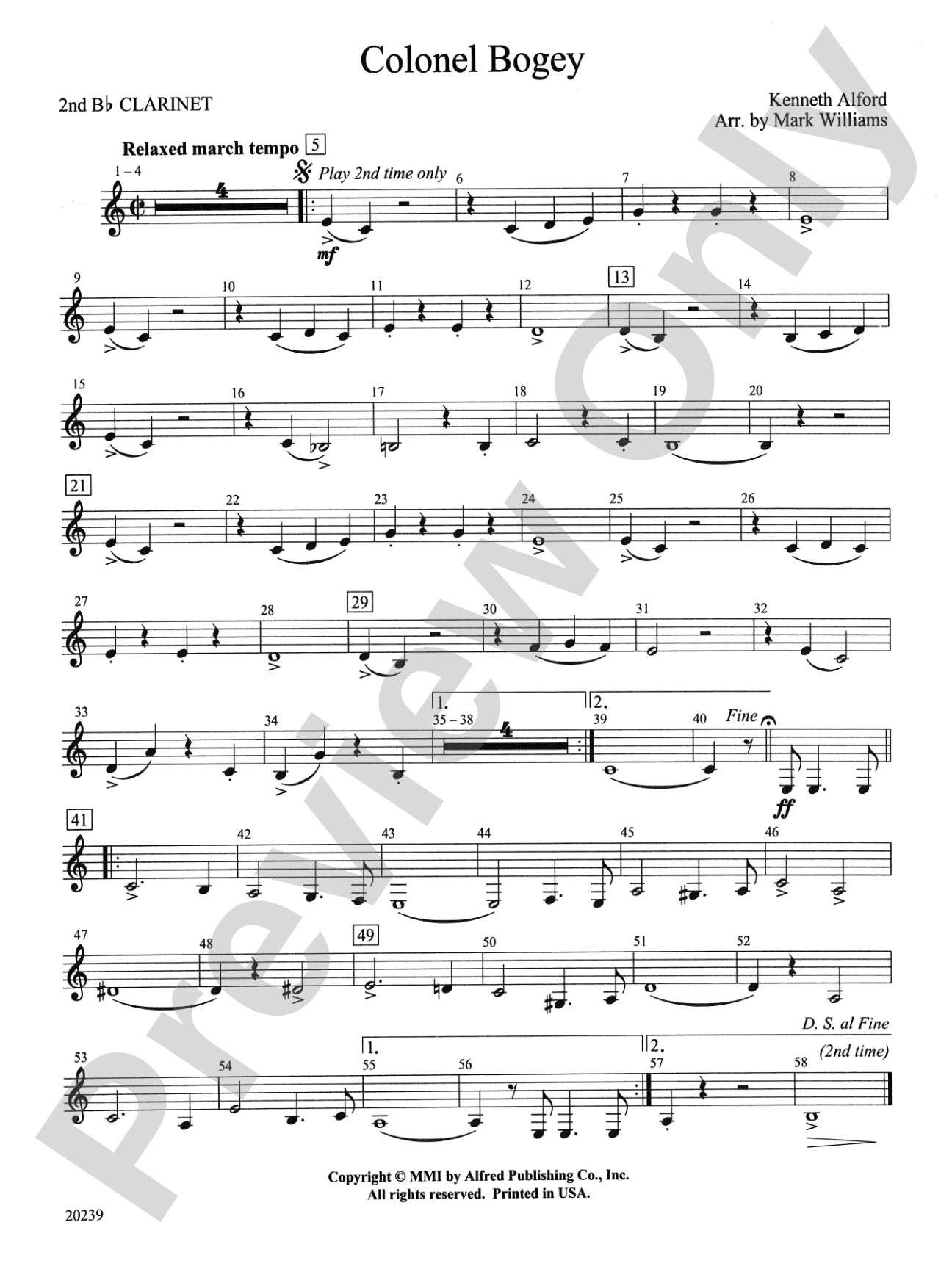 Colonel Bogey: 2nd B-flat Clarinet