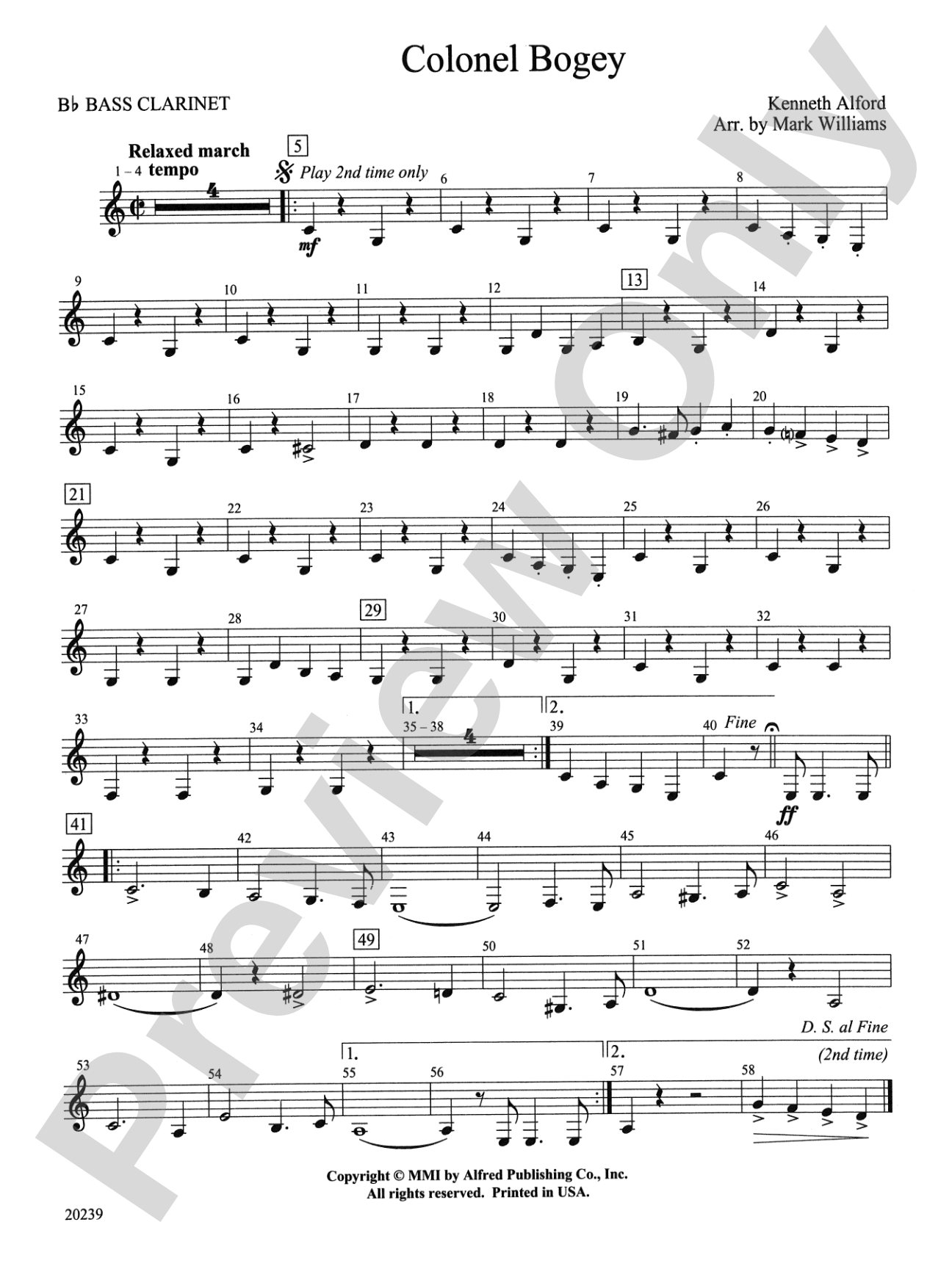 Colonel Bogey: B-flat Bass Clarinet