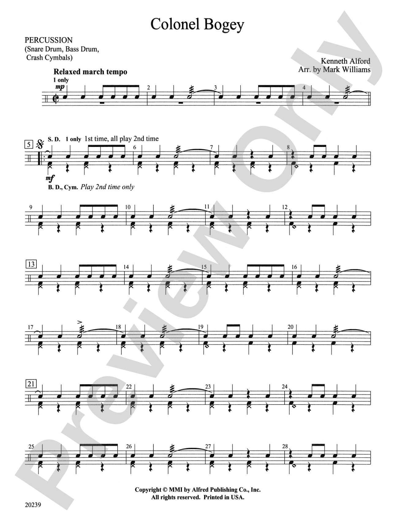 Colonel Bogey: 1st Percussion