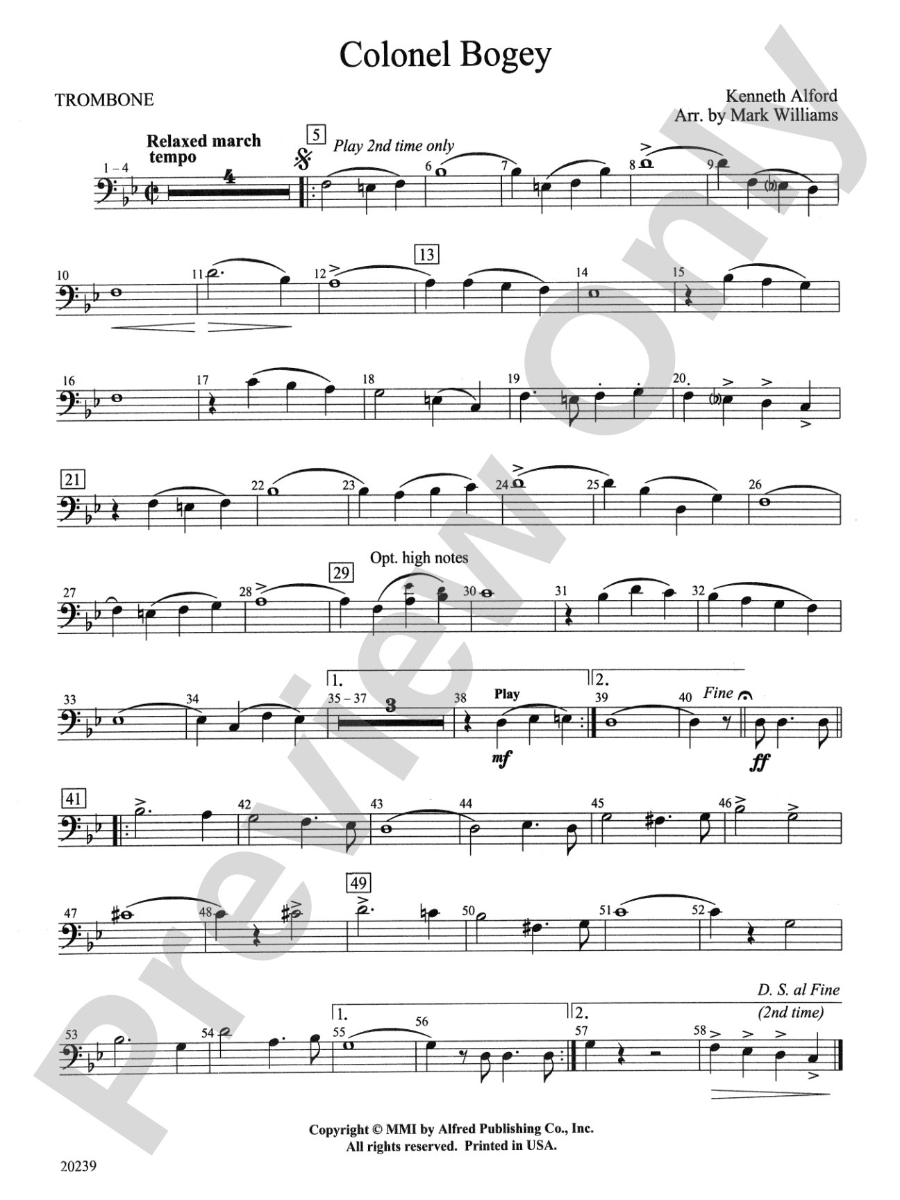 Colonel Bogey: 1st Trombone