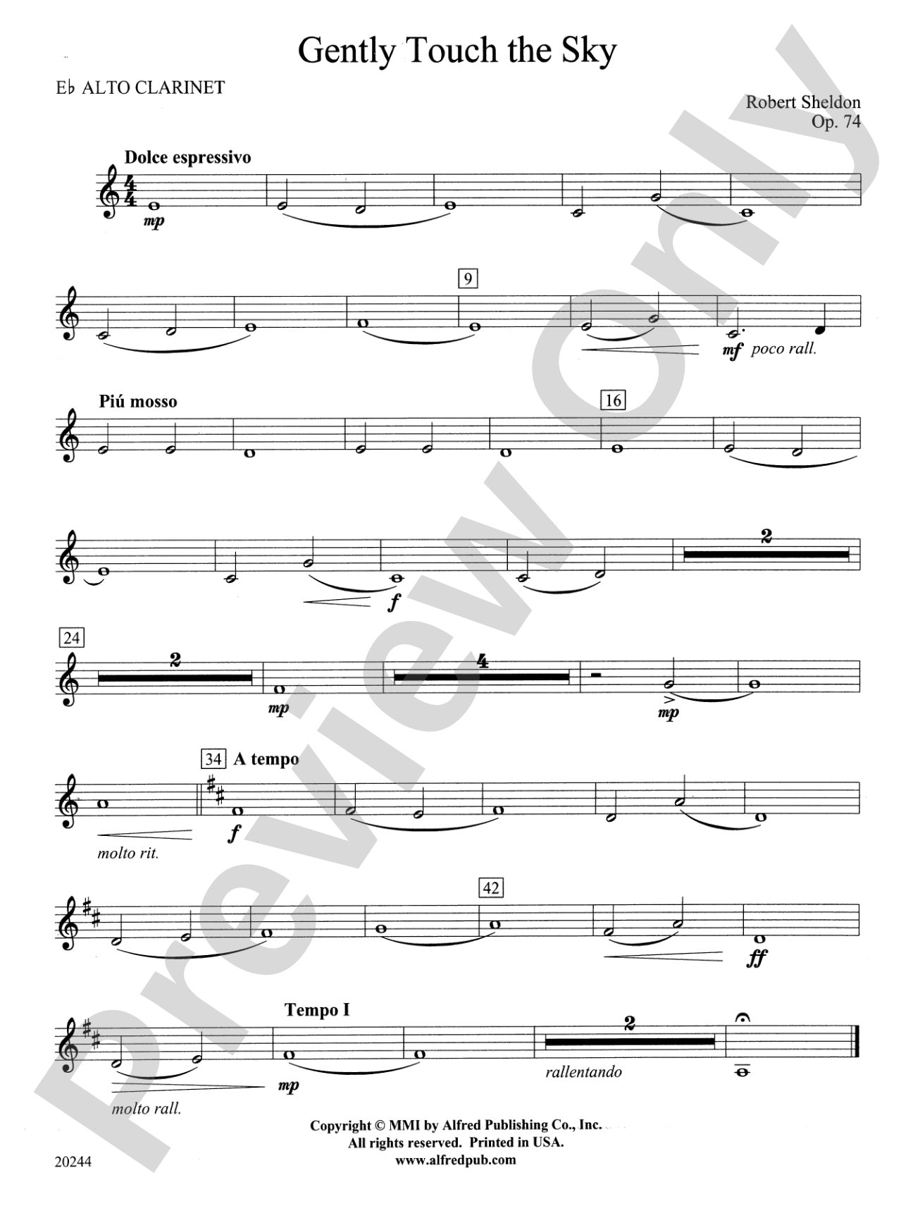 Gently Touch the Sky: E-flat Alto Clarinet
