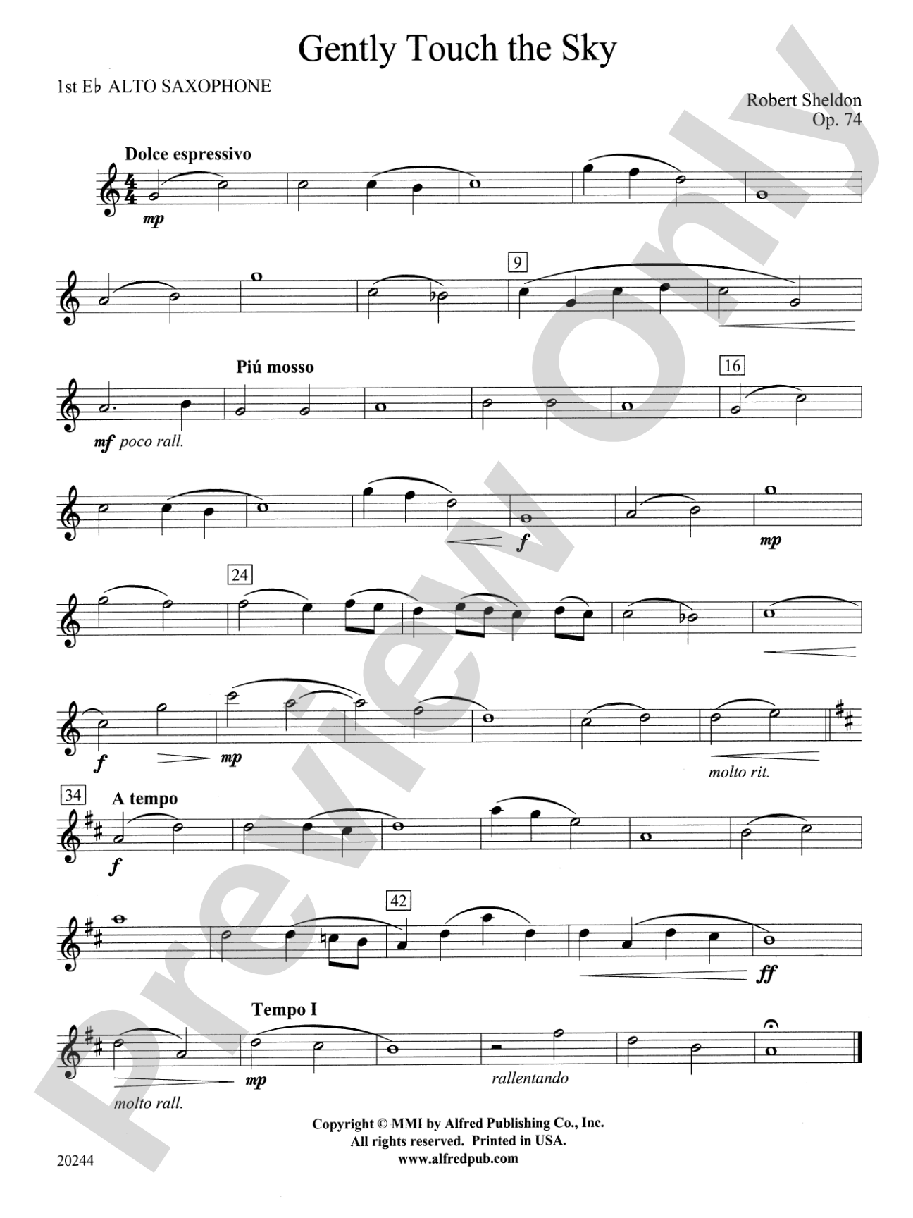 Gently Touch the Sky: E-flat Alto Saxophone