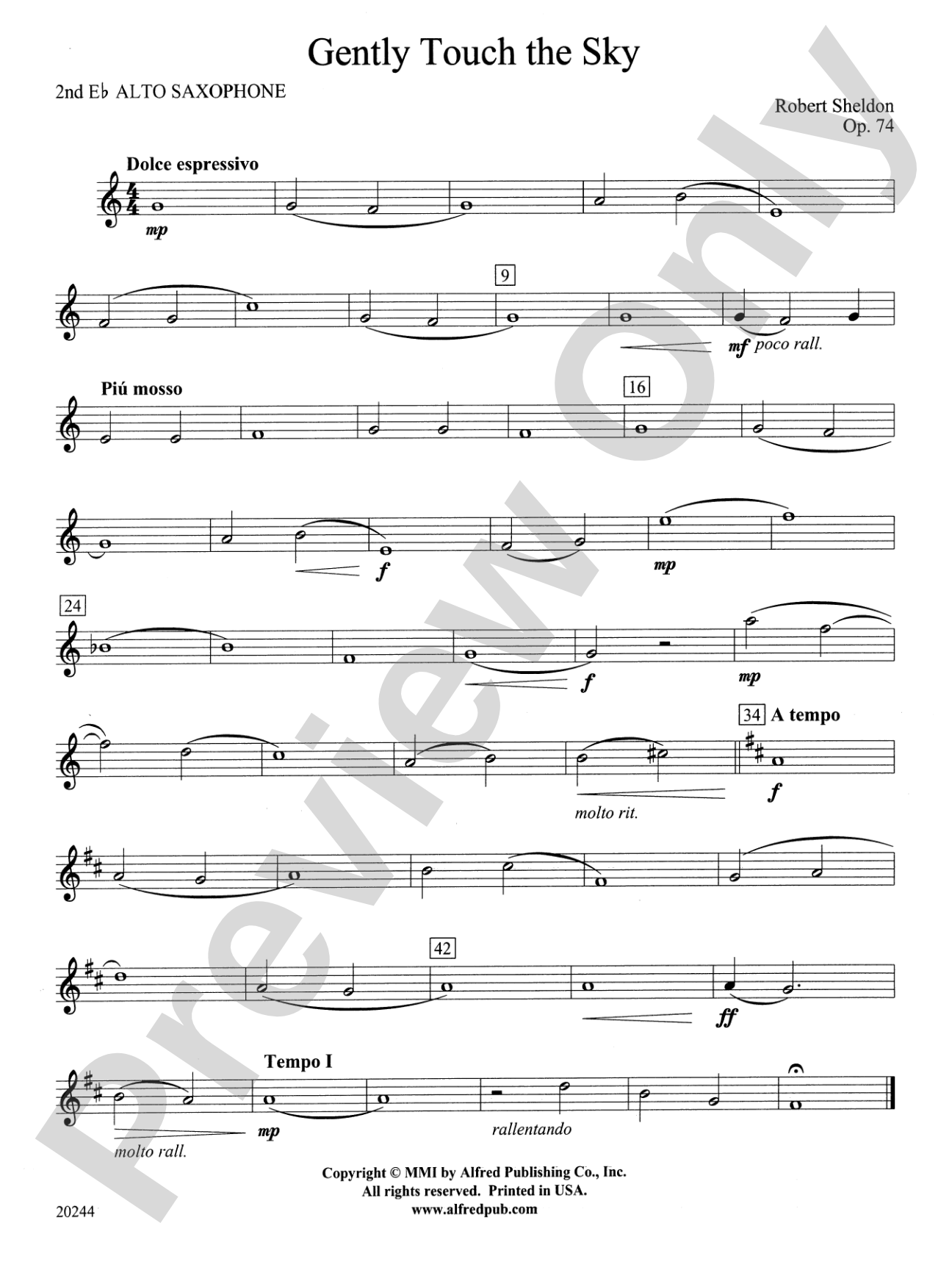 Gently Touch the Sky: 2nd E-flat Alto Saxophone