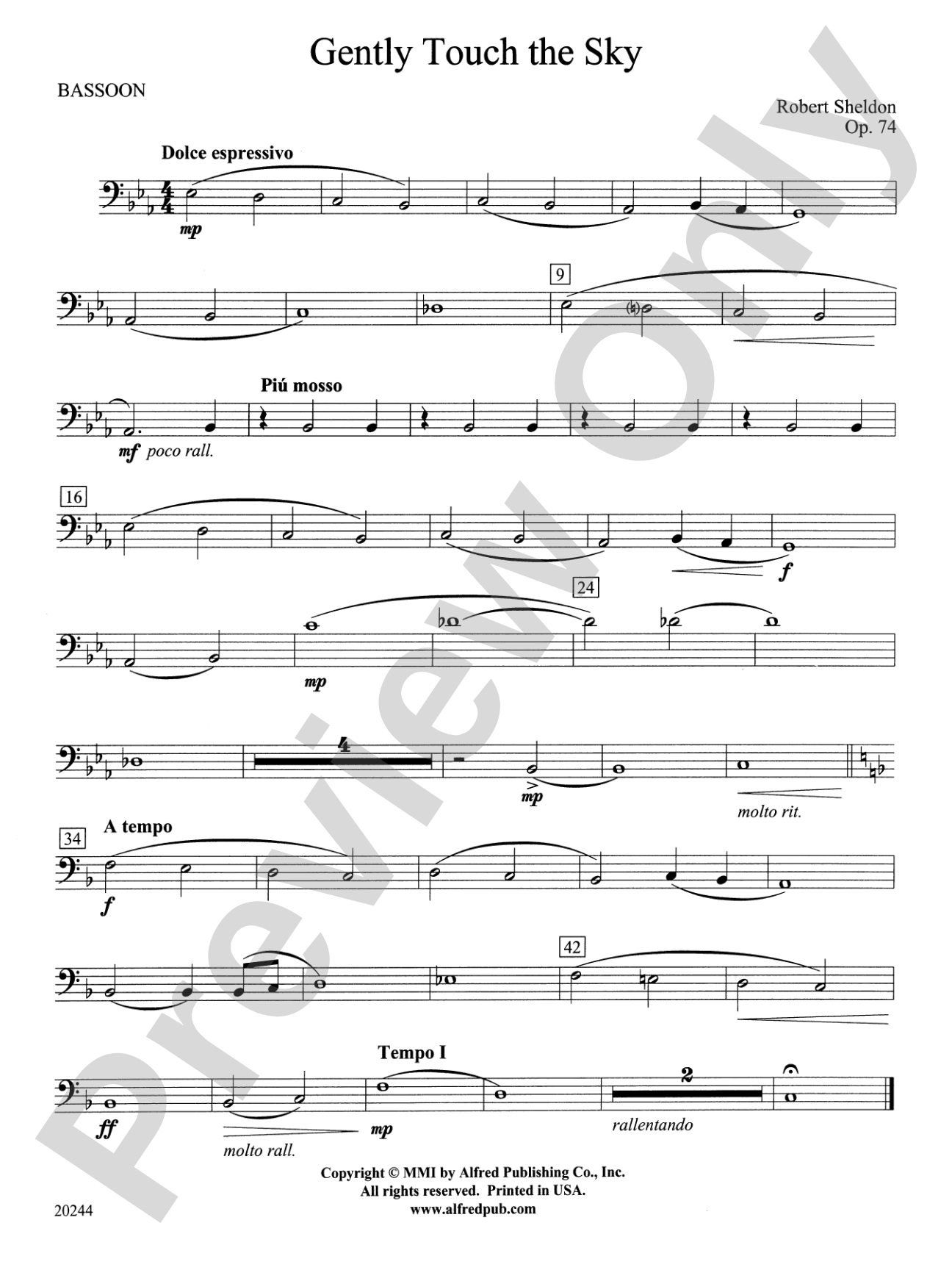 Gently Touch the Sky: Bassoon