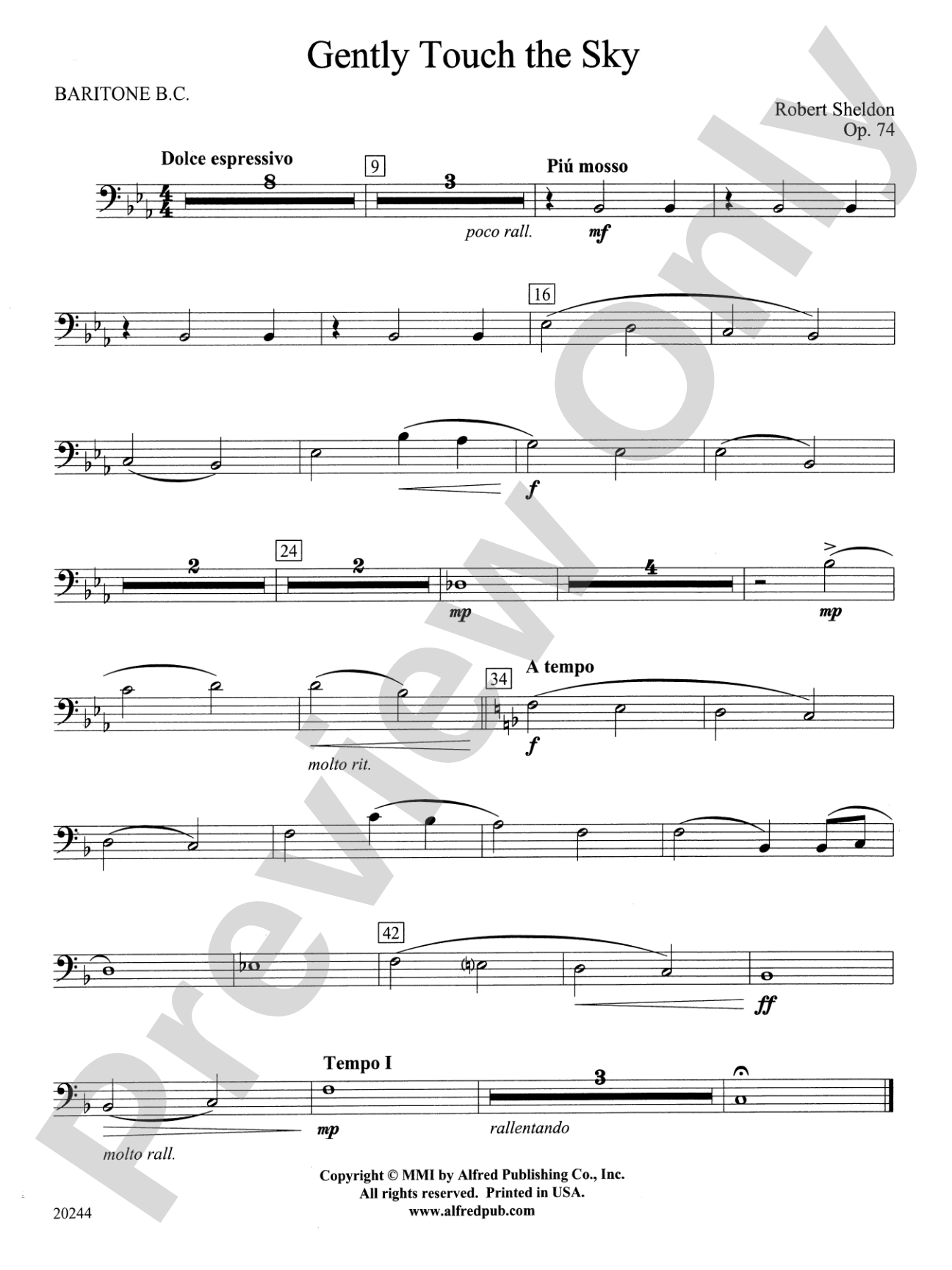 Gently Touch the Sky: Baritone B.C.