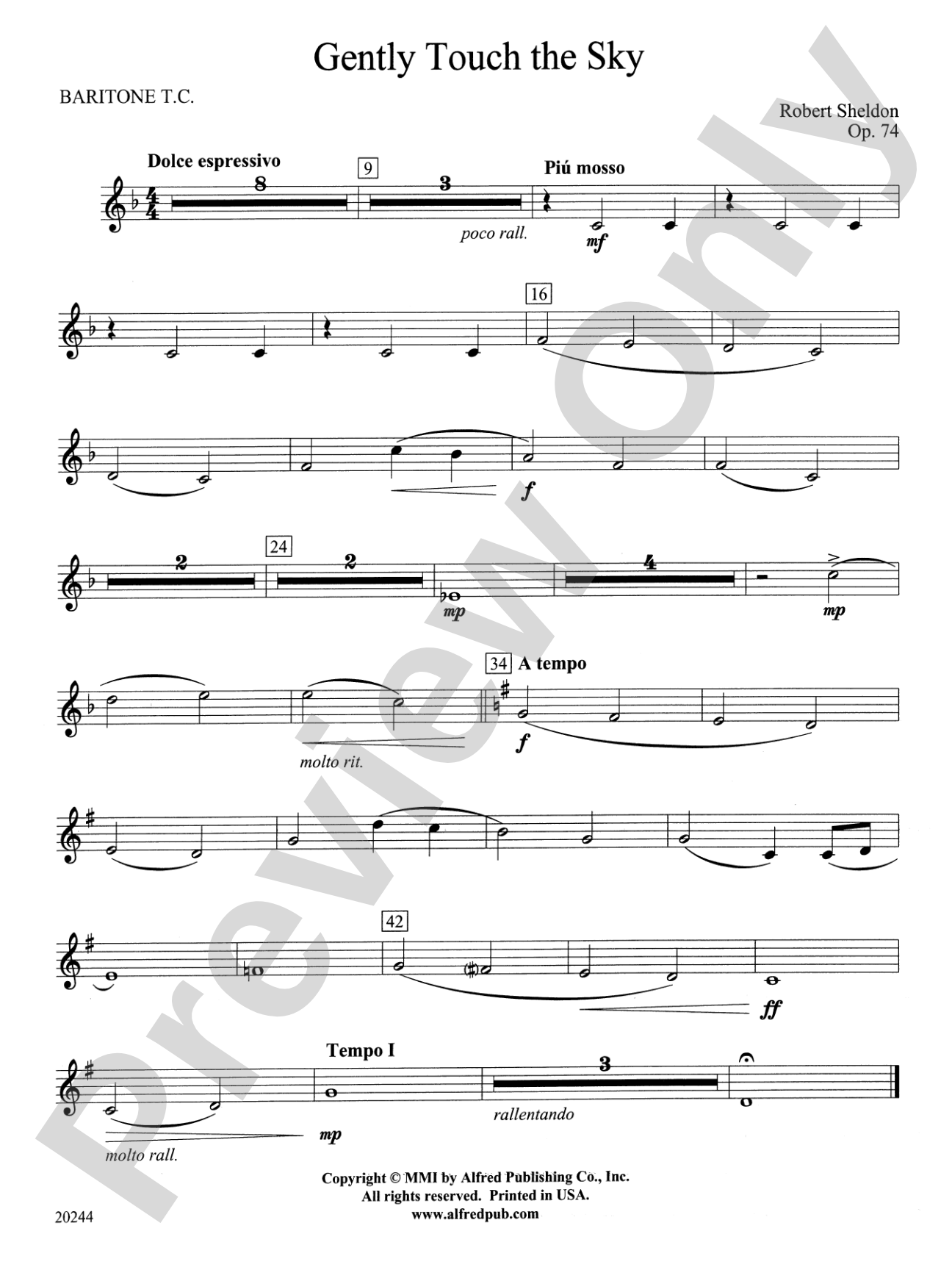 Gently Touch the Sky: Baritone T.C.