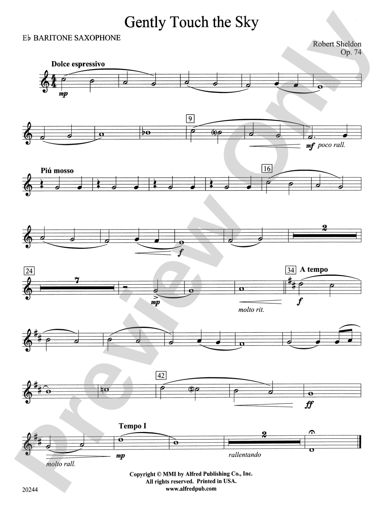 Gently Touch the Sky: E-flat Baritone Saxophone