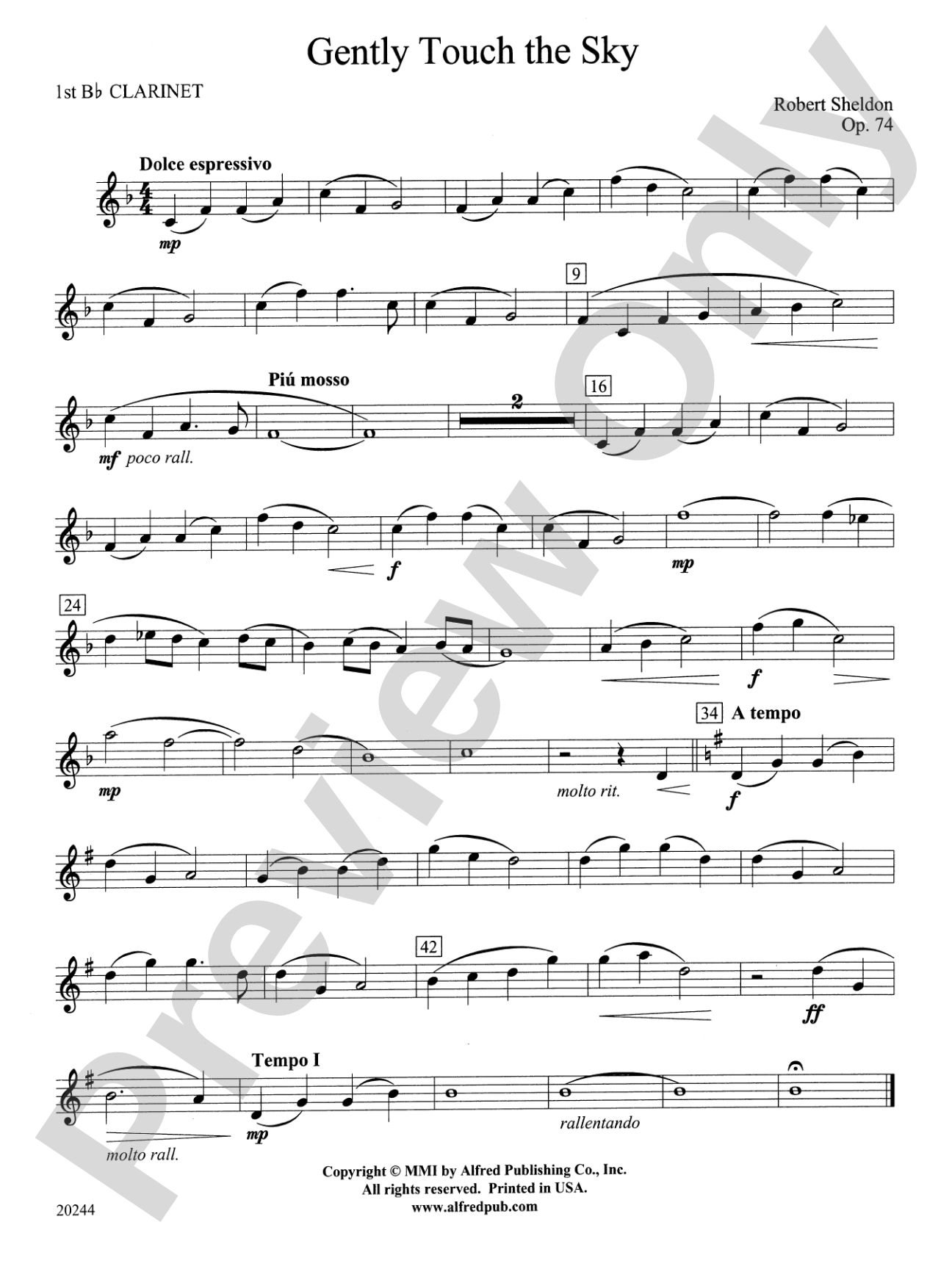 Gently Touch the Sky: 1st B-flat Clarinet