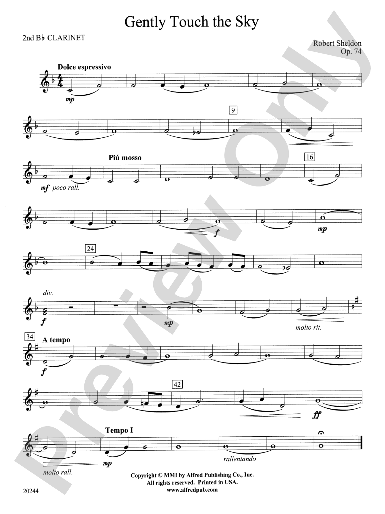 Gently Touch the Sky: 2nd B-flat Clarinet