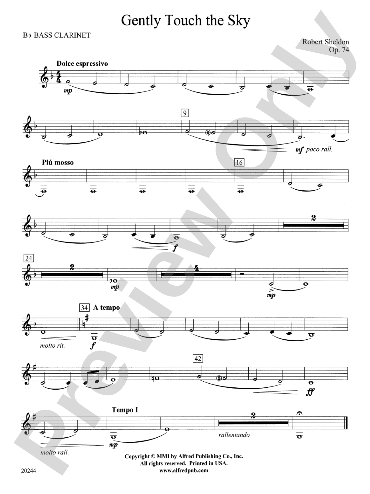Gently Touch the Sky: B-flat Bass Clarinet