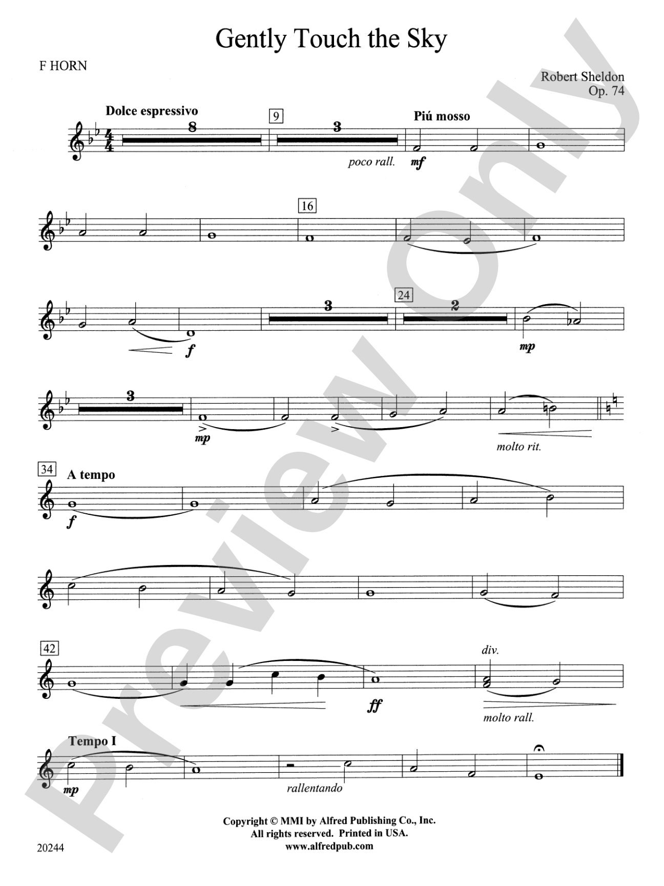 Gently Touch the Sky: 1st F Horn