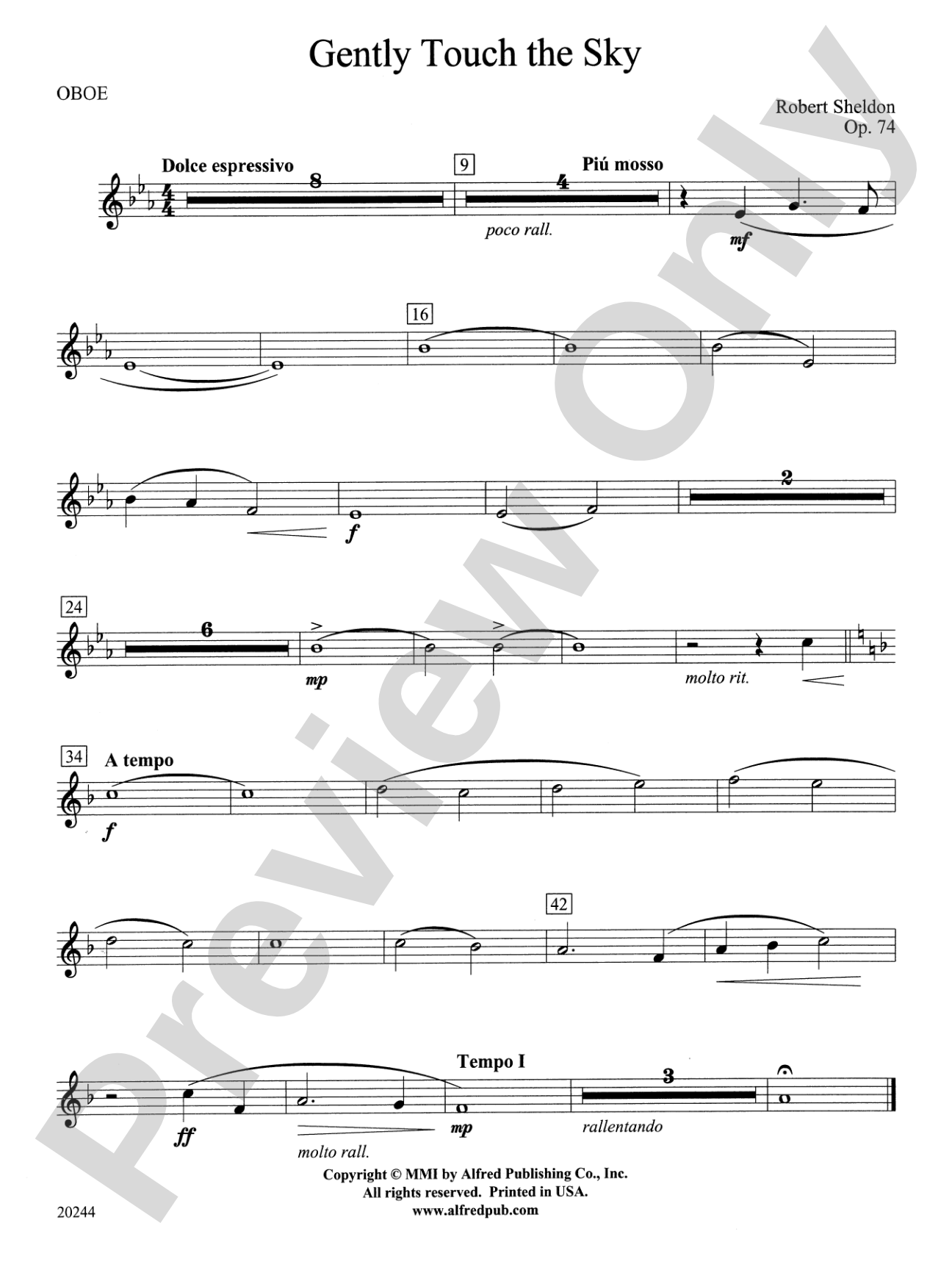 Gently Touch the Sky: Oboe