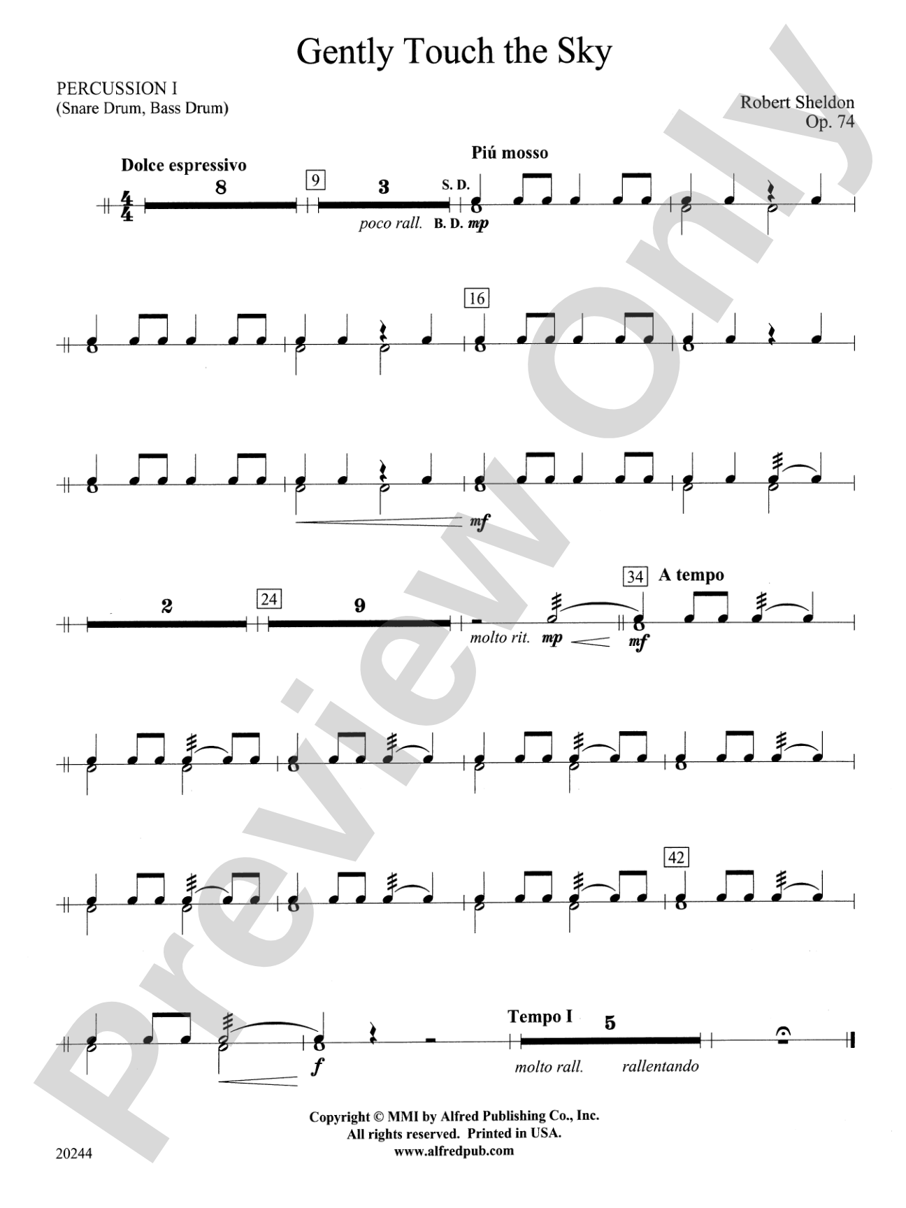 Gently Touch the Sky: 1st Percussion